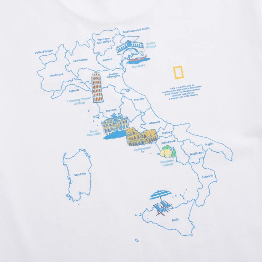 CROW COOL MAX WORLD MAP BASIC FIT SHORT SLEEVE T-SHIRT WHITE