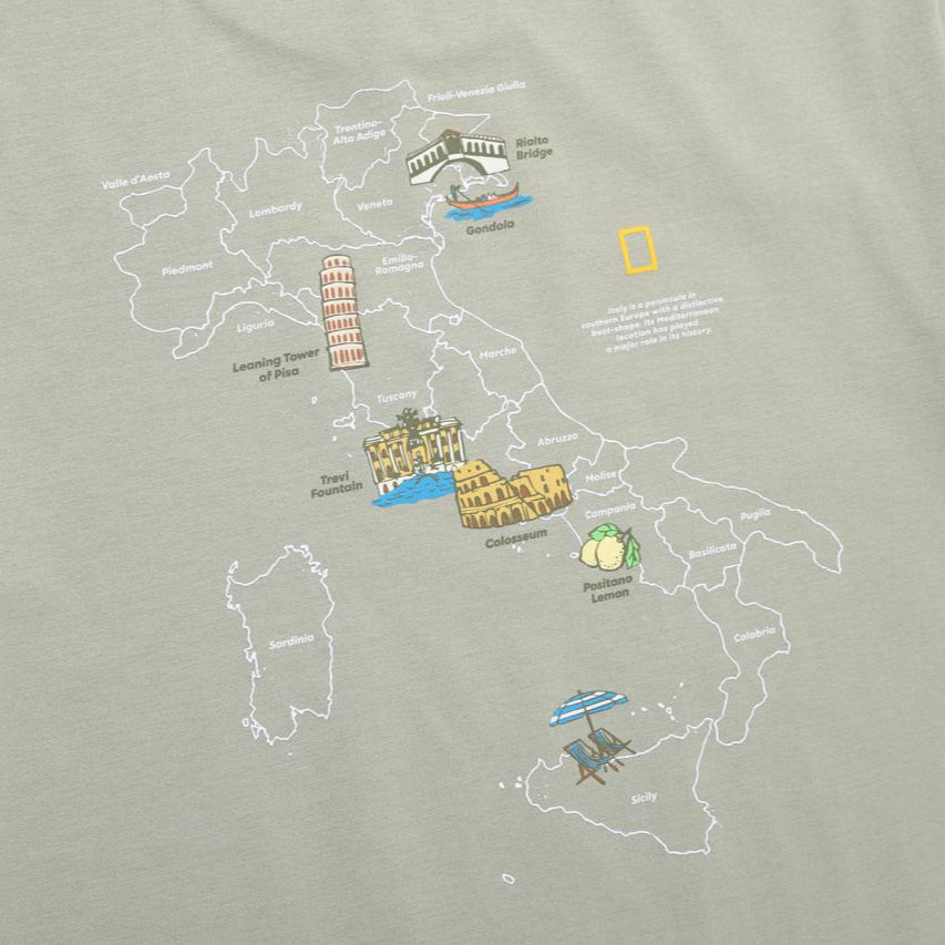 CROW COOL MAX WORLD MAP BASIC FIT SHORT SLEEVE T-SHIRT GREEN OLIVE