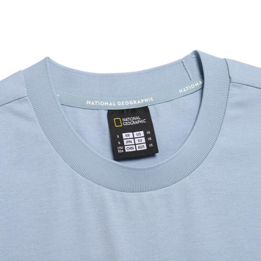 CROW COOL MAX WORLD MAP BASIC FIT SHORT SLEEVE T-SHIRT STONE BLUE