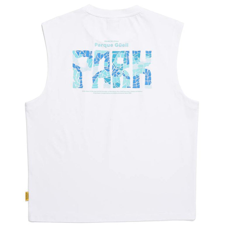 CROW COOL MAX LETTERING GRAPHIC SLEEVELESS TEE WHITE