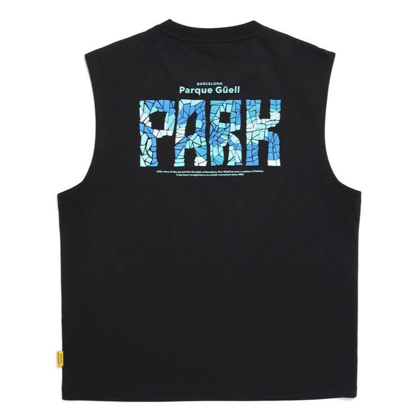 CROW COOL MAX LETTERING GRAPHIC SLEEVELESS TEE CARBON BLACK