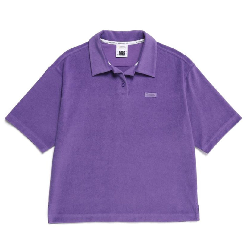 WOMEN TERRY BASIC COLLAR T-SHIRT VIOLET