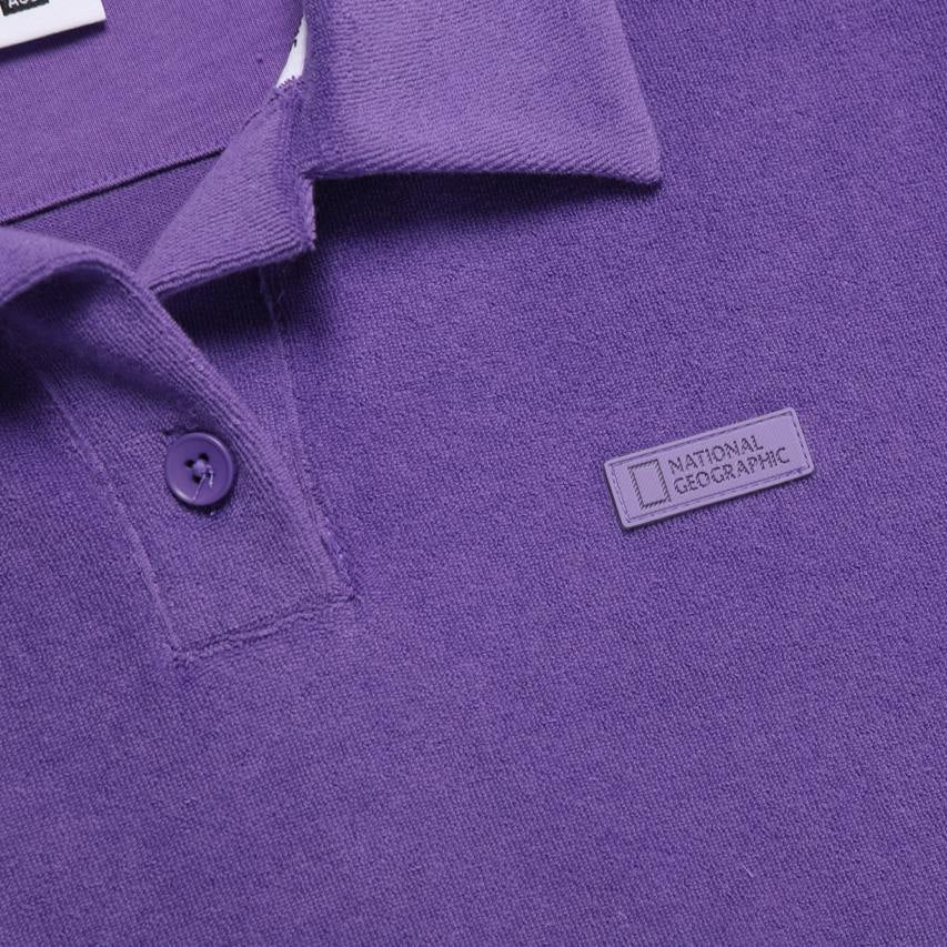 WOMEN TERRY BASIC COLLAR T-SHIRT VIOLET