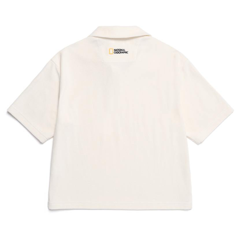 WOMEN TERRY BASIC COLLAR T-SHIRT L/BEIGE