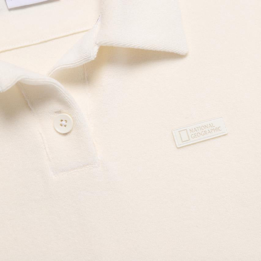 WOMEN TERRY BASIC COLLAR T-SHIRT L/BEIGE