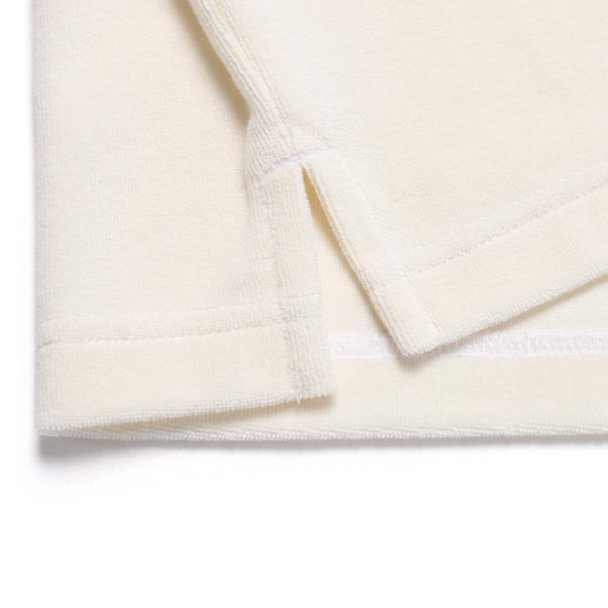 WOMEN TERRY BASIC COLLAR T-SHIRT L/BEIGE