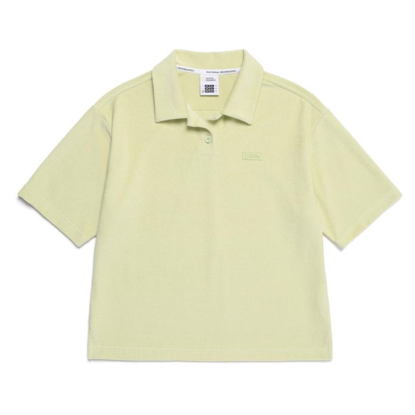 WOMEN TERRY BASIC COLLAR T-SHIRT L/GREEN
