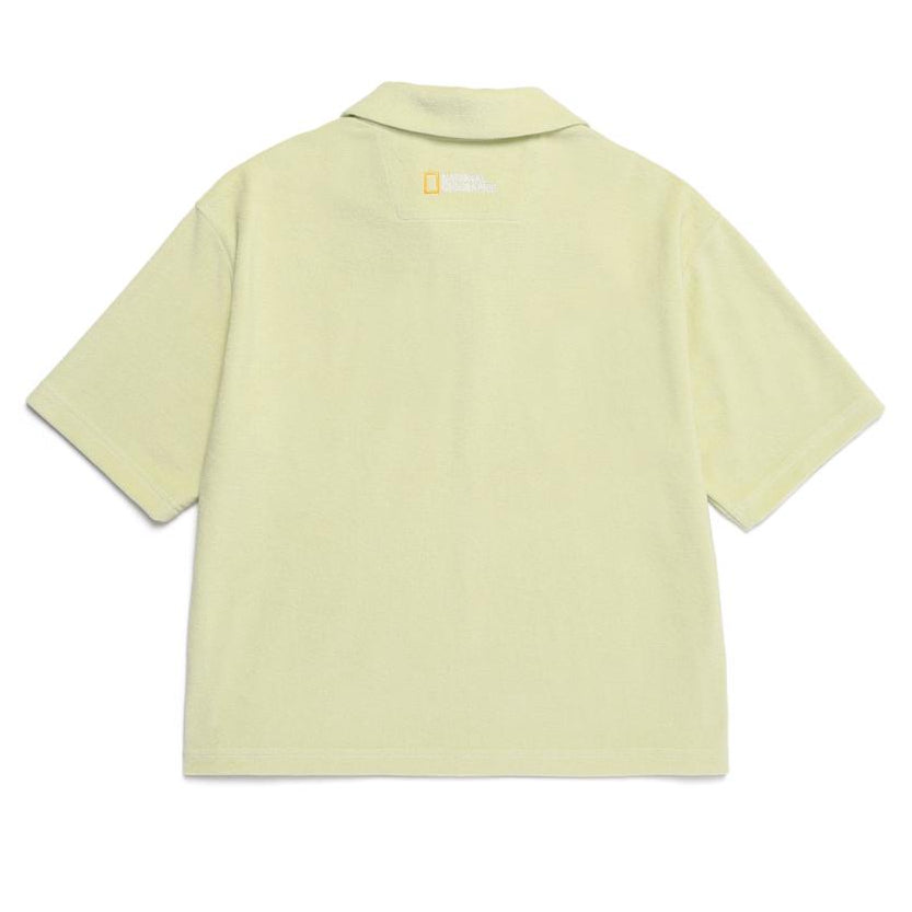 WOMEN TERRY BASIC COLLAR T-SHIRT L/GREEN