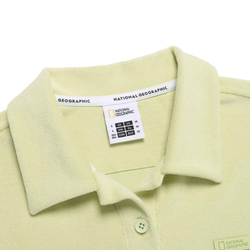 WOMEN TERRY BASIC COLLAR T-SHIRT L/GREEN