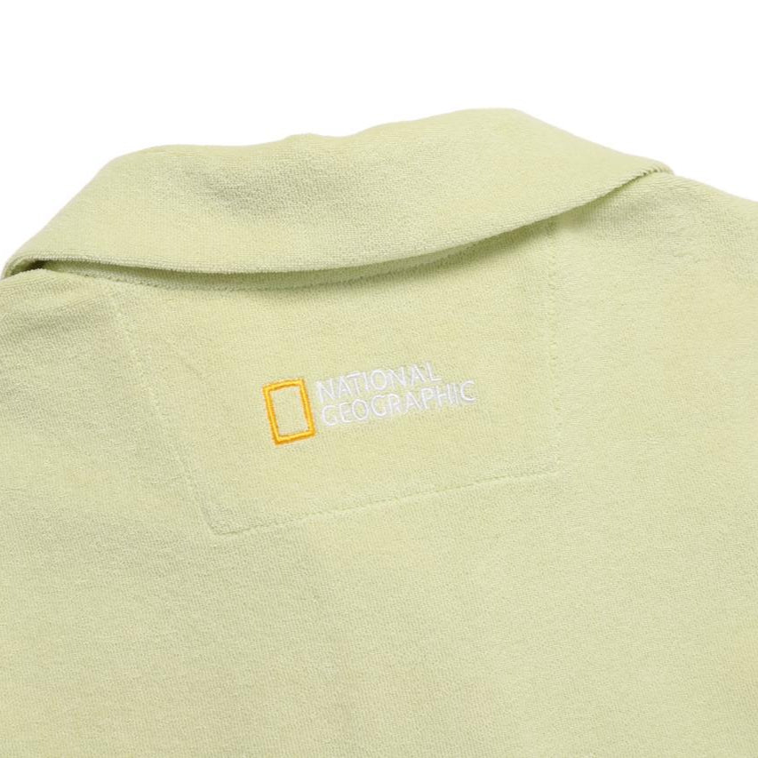WOMEN TERRY BASIC COLLAR T-SHIRT L/GREEN