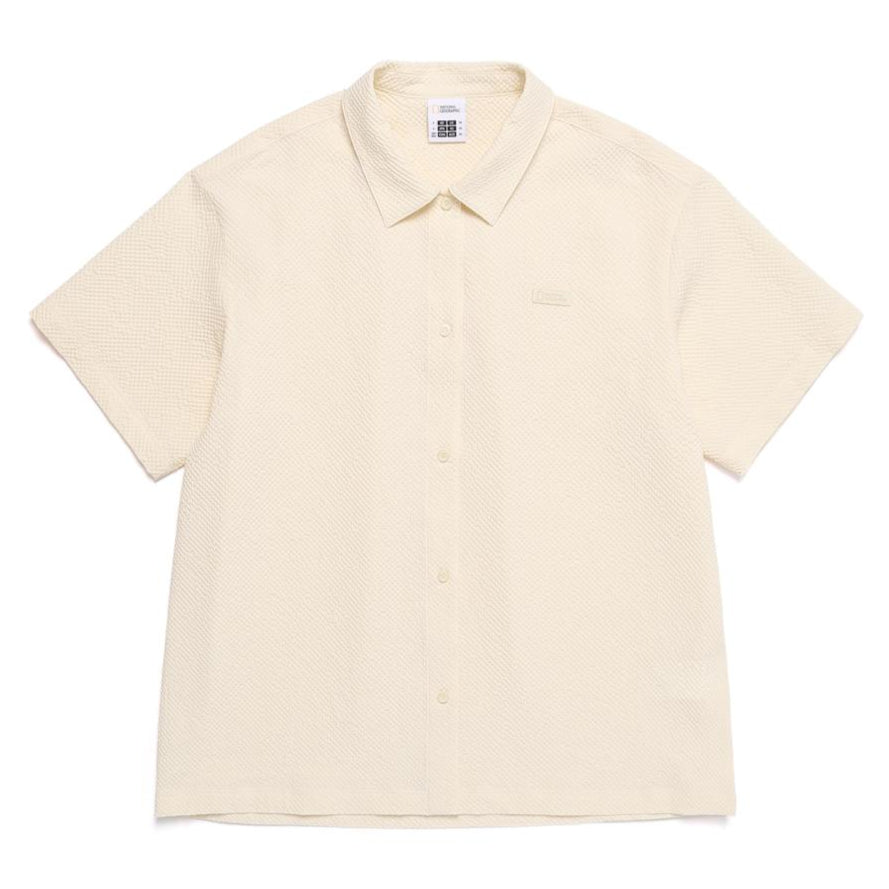 WOMEN SEERSUCKER OVER-FIT COVER UP SHIRT BUTTER