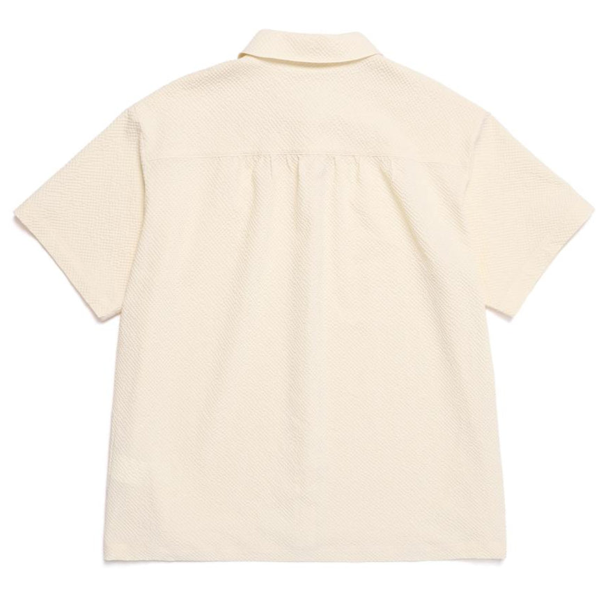 WOMEN SEERSUCKER OVER-FIT COVER UP SHIRT BUTTER