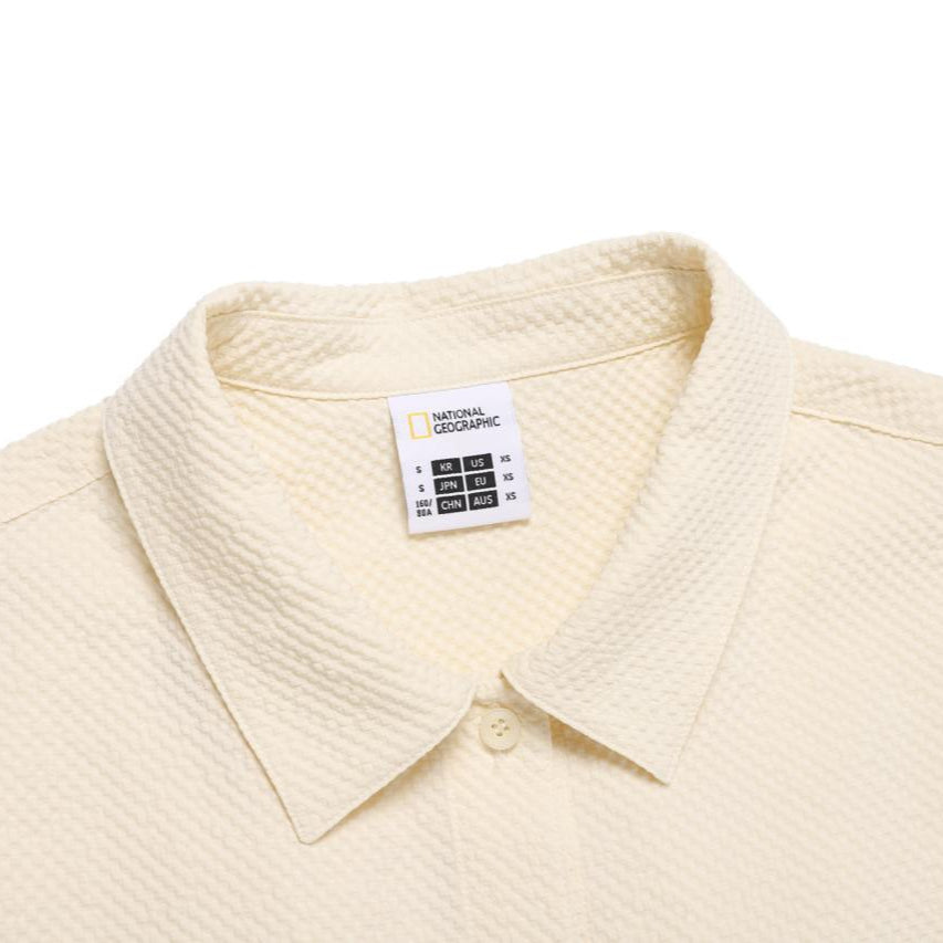 WOMEN SEERSUCKER OVER-FIT COVER UP SHIRT BUTTER