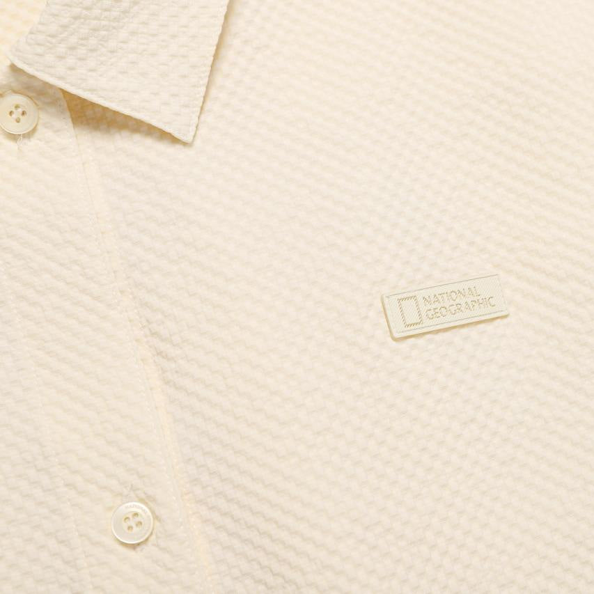 WOMEN SEERSUCKER OVER-FIT COVER UP SHIRT BUTTER