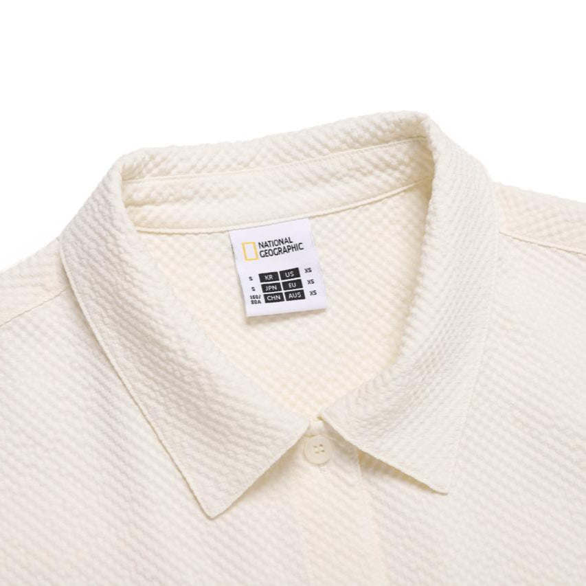 WOMEN SEERSUCKER OVER-FIT COVER UP SHIRT BIRCH
