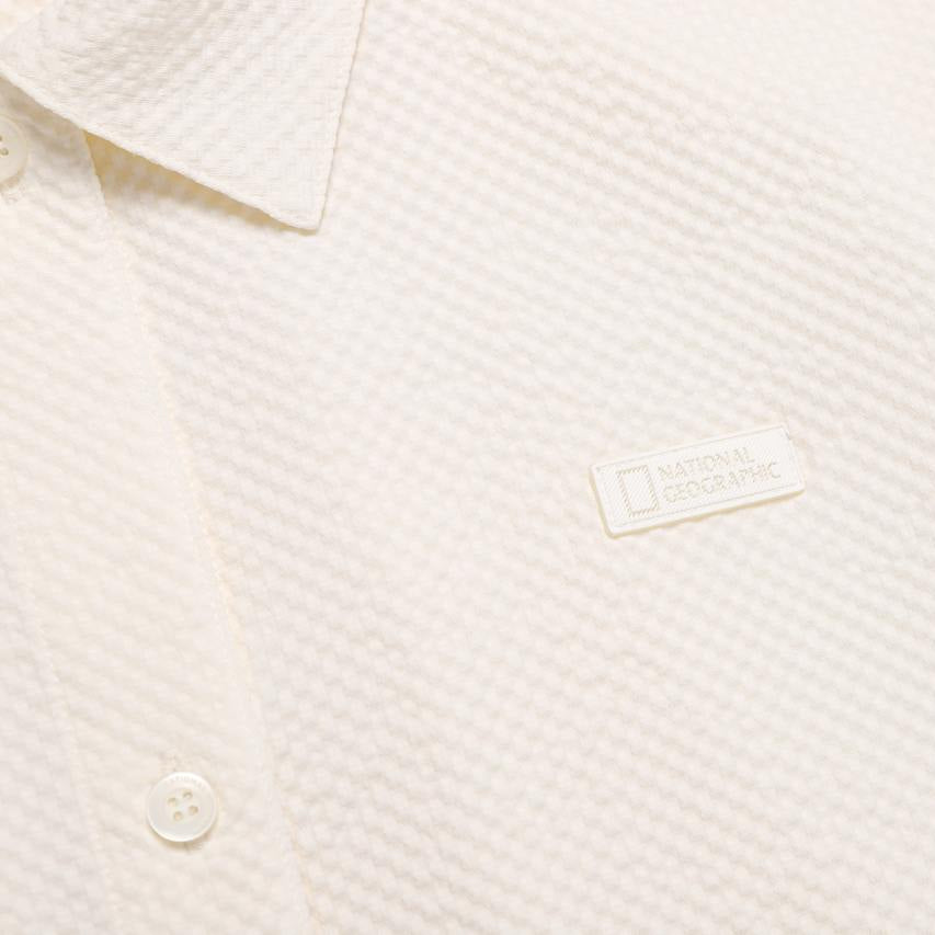 WOMEN SEERSUCKER OVER-FIT COVER UP SHIRT BIRCH