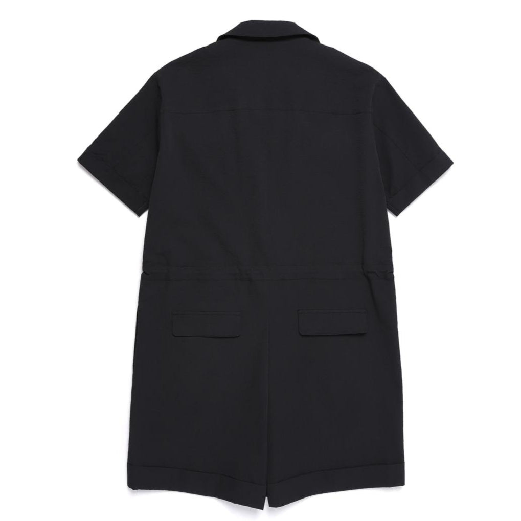 WOMEN SEERSUCKER ROMPER CARBON BLACK