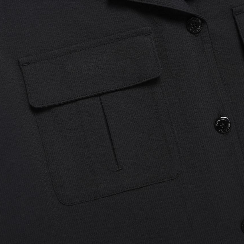 WOMEN SEERSUCKER ROMPER CARBON BLACK