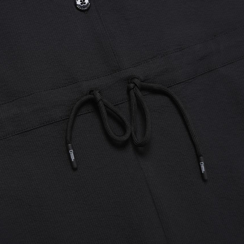 WOMEN SEERSUCKER ROMPER CARBON BLACK
