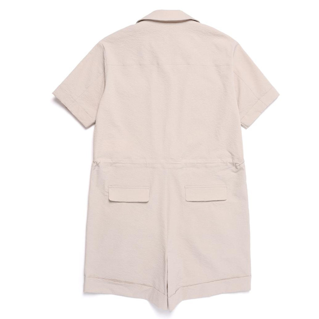 WOMEN SEERSUCKER ROMPER OAK BEIGE