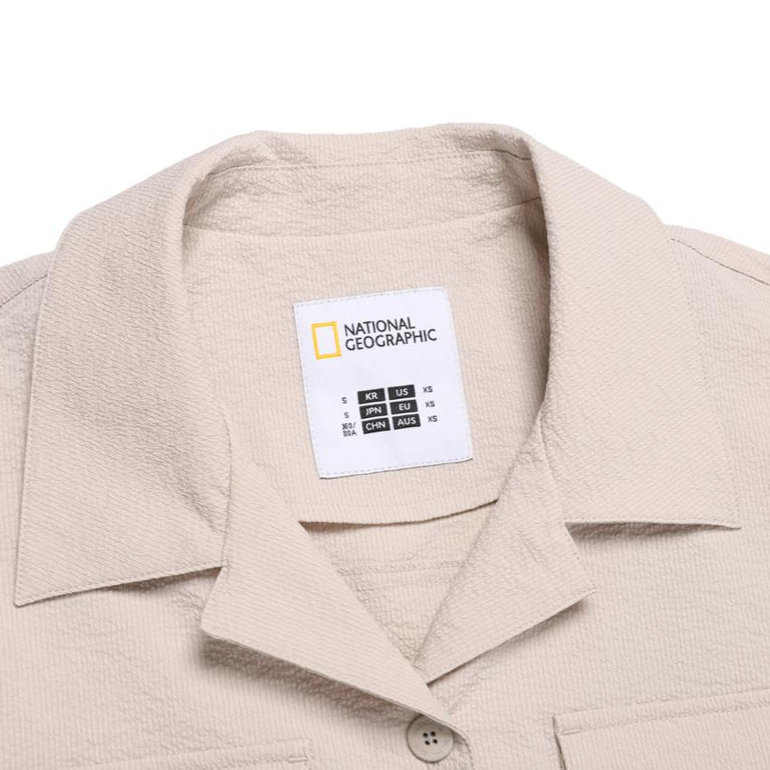 WOMEN SEERSUCKER ROMPER OAK BEIGE
