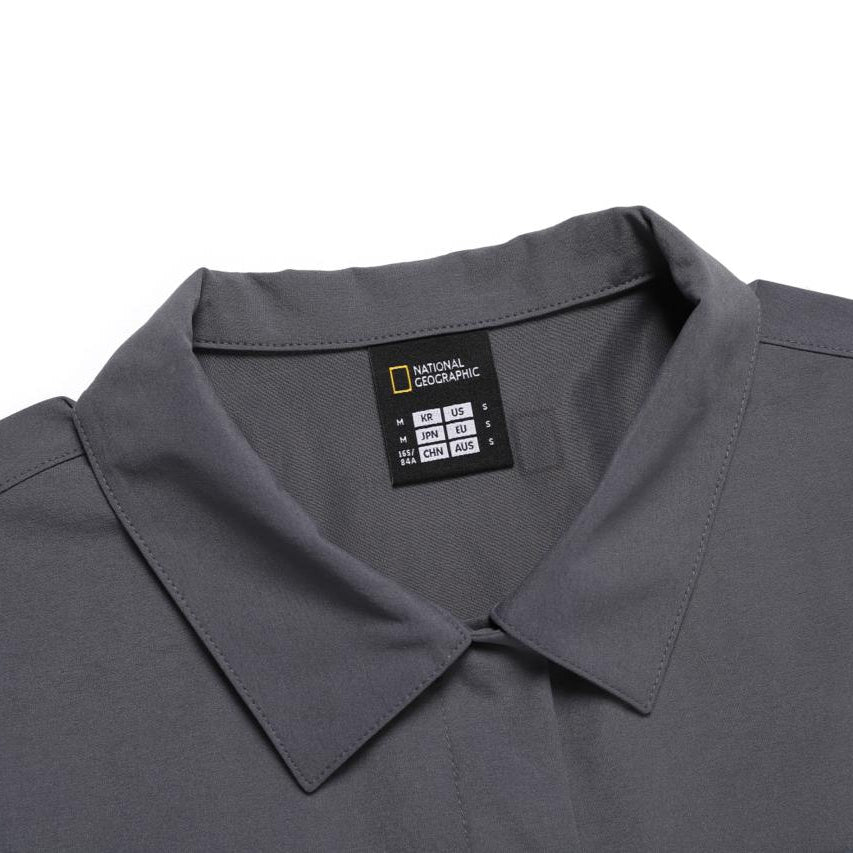 WOMEN FROZEN AIR SEMI CROP SHORT SLEEVE SHIRT BLUE GREY