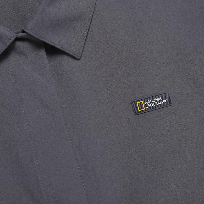 WOMEN FROZEN AIR SEMI CROP SHORT SLEEVE SHIRT BLUE GREY