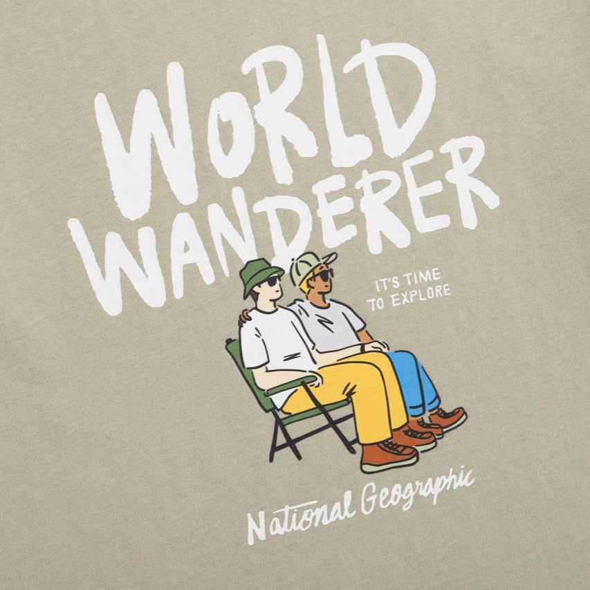 UNISEX TREASURE CREW SEMI-OVER FIT GRAPHIC H/TEE BEIGE KHAKI