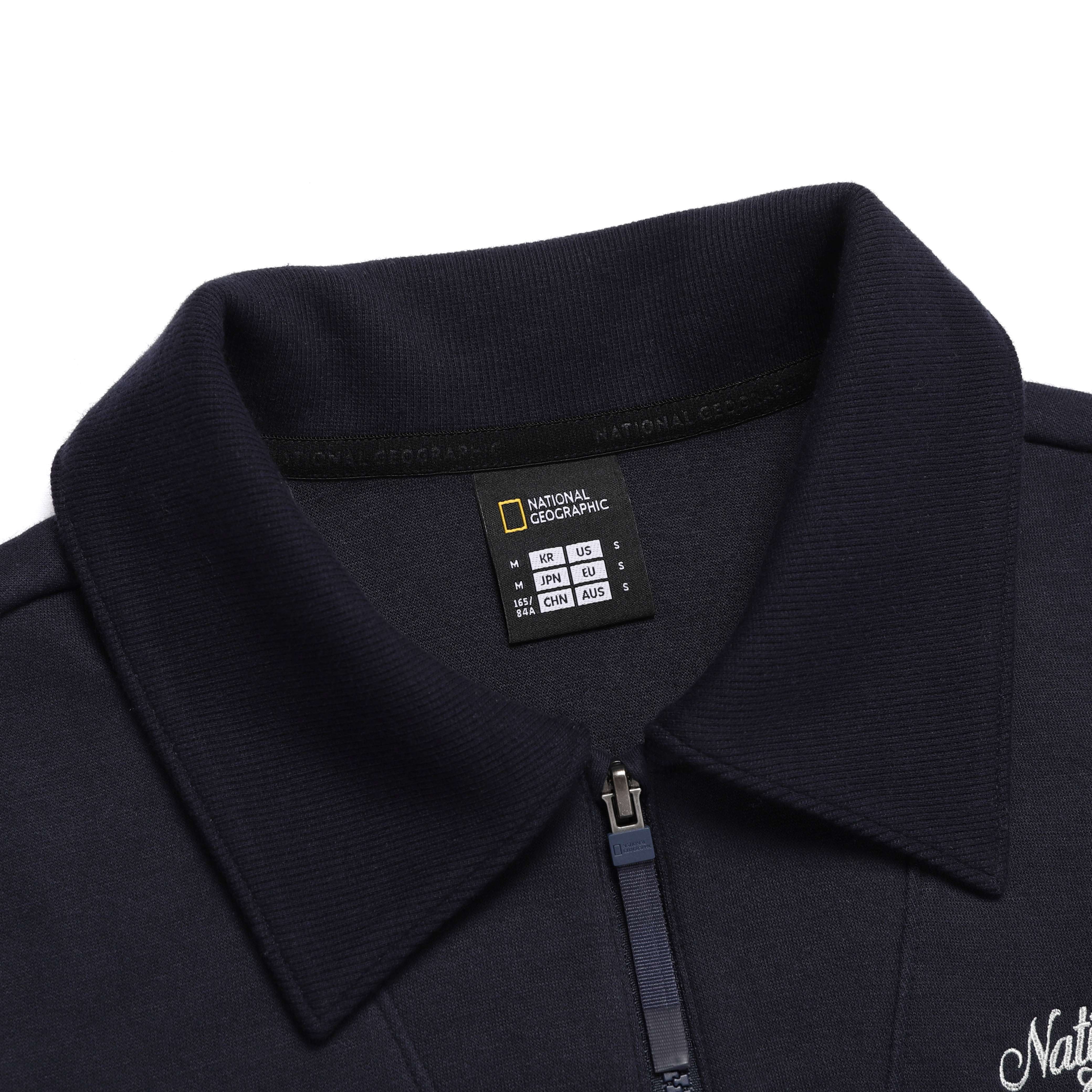 WOMEN MODAL SMALL LOGO EMBROIDERED COLLAR SWEATSHIRT D/NAVY