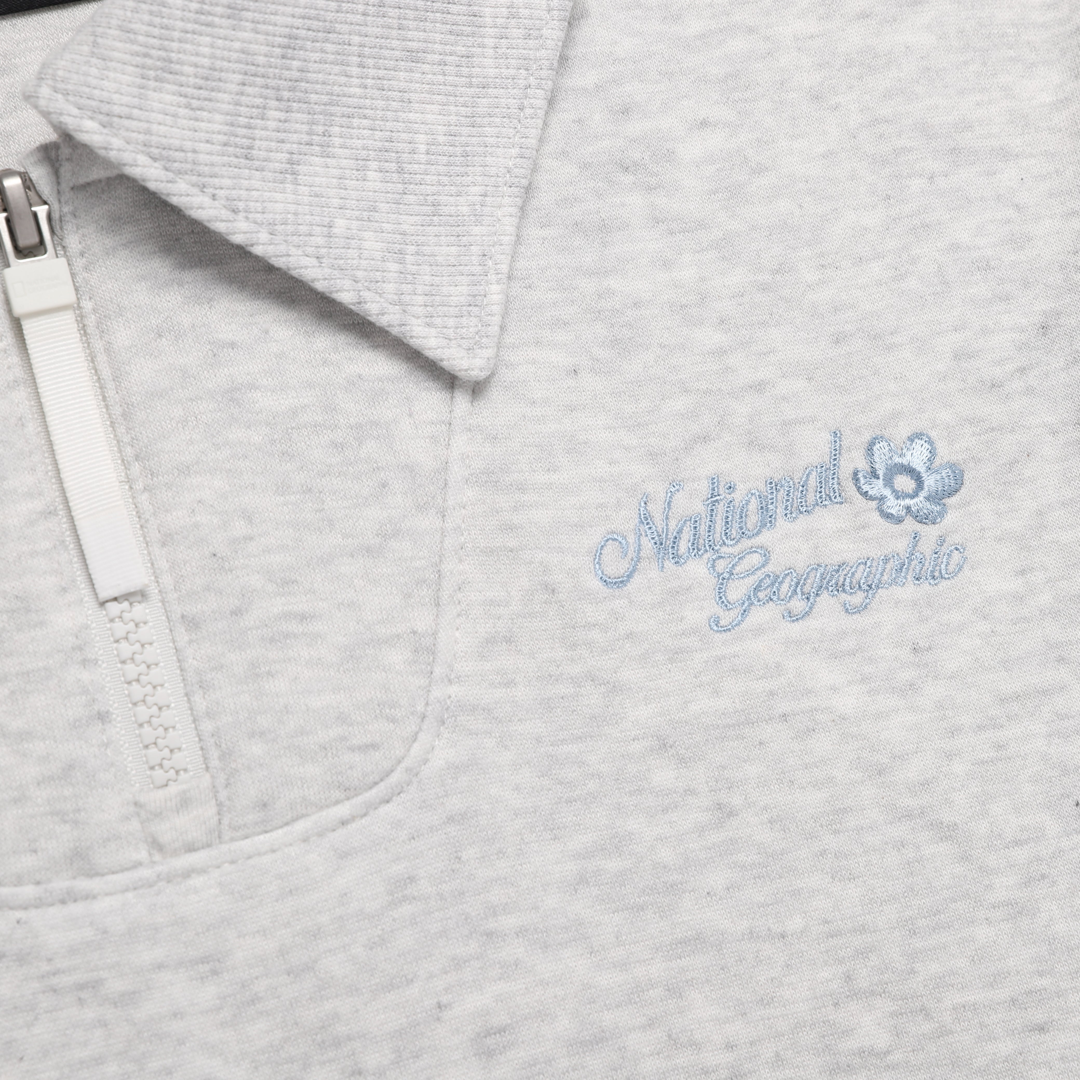 WOMEN MODAL SMALL LOGO EMBROIDERED COLLAR SWEATSHIRT OATMEAL
