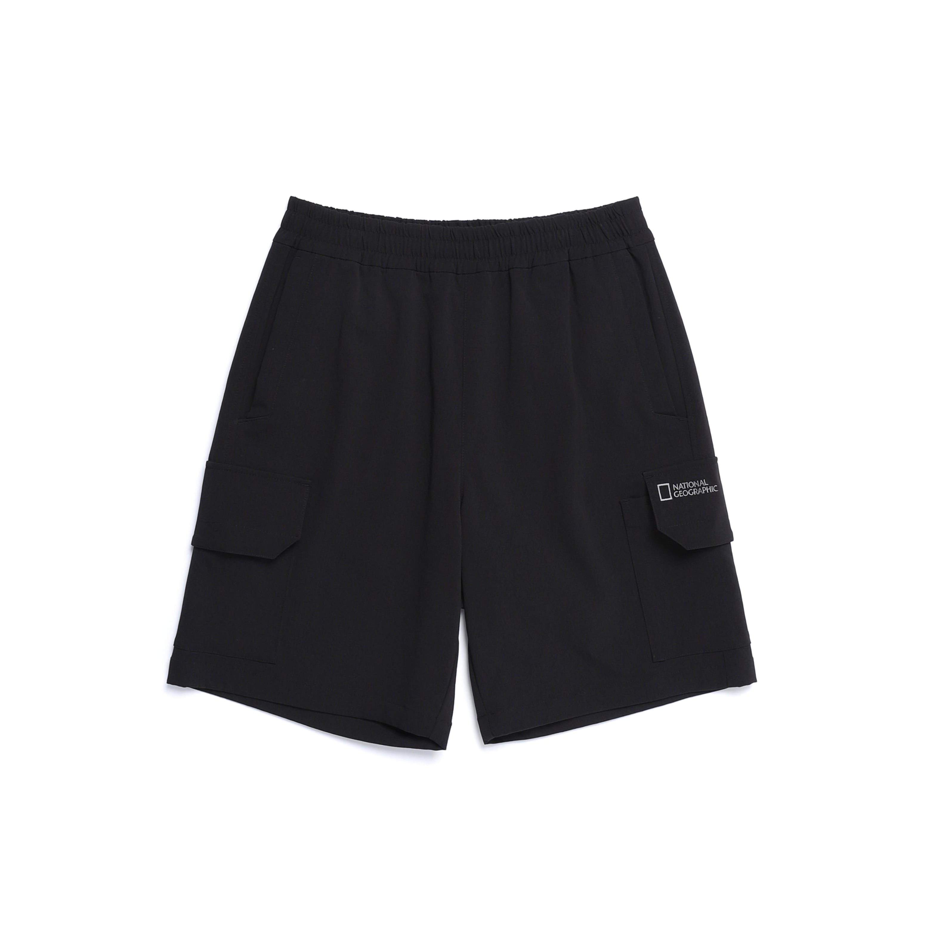 CARGO POCKET WOVEN LONG SHORTS BLACK