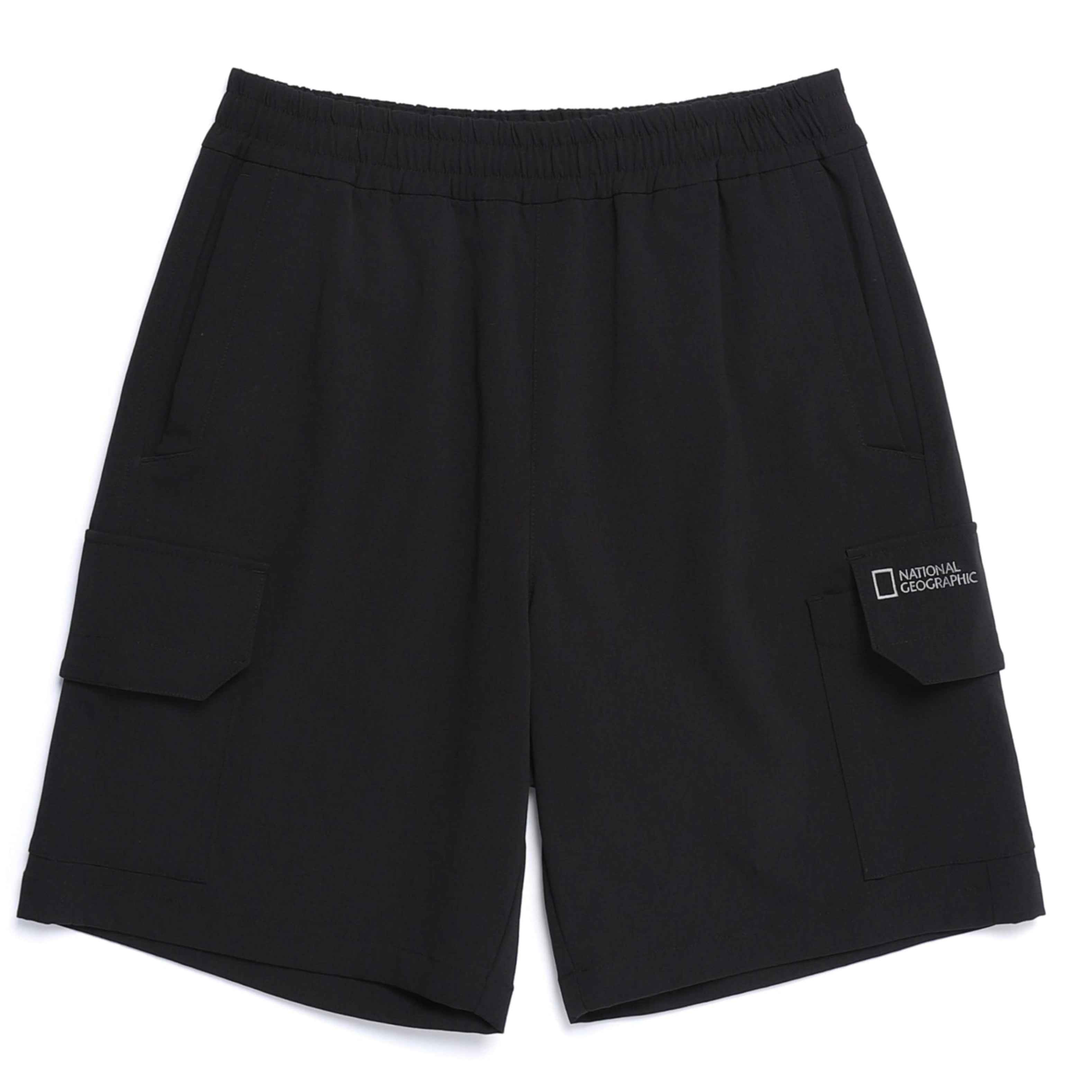 CARGO POCKET WOVEN LONG SHORTS BLACK