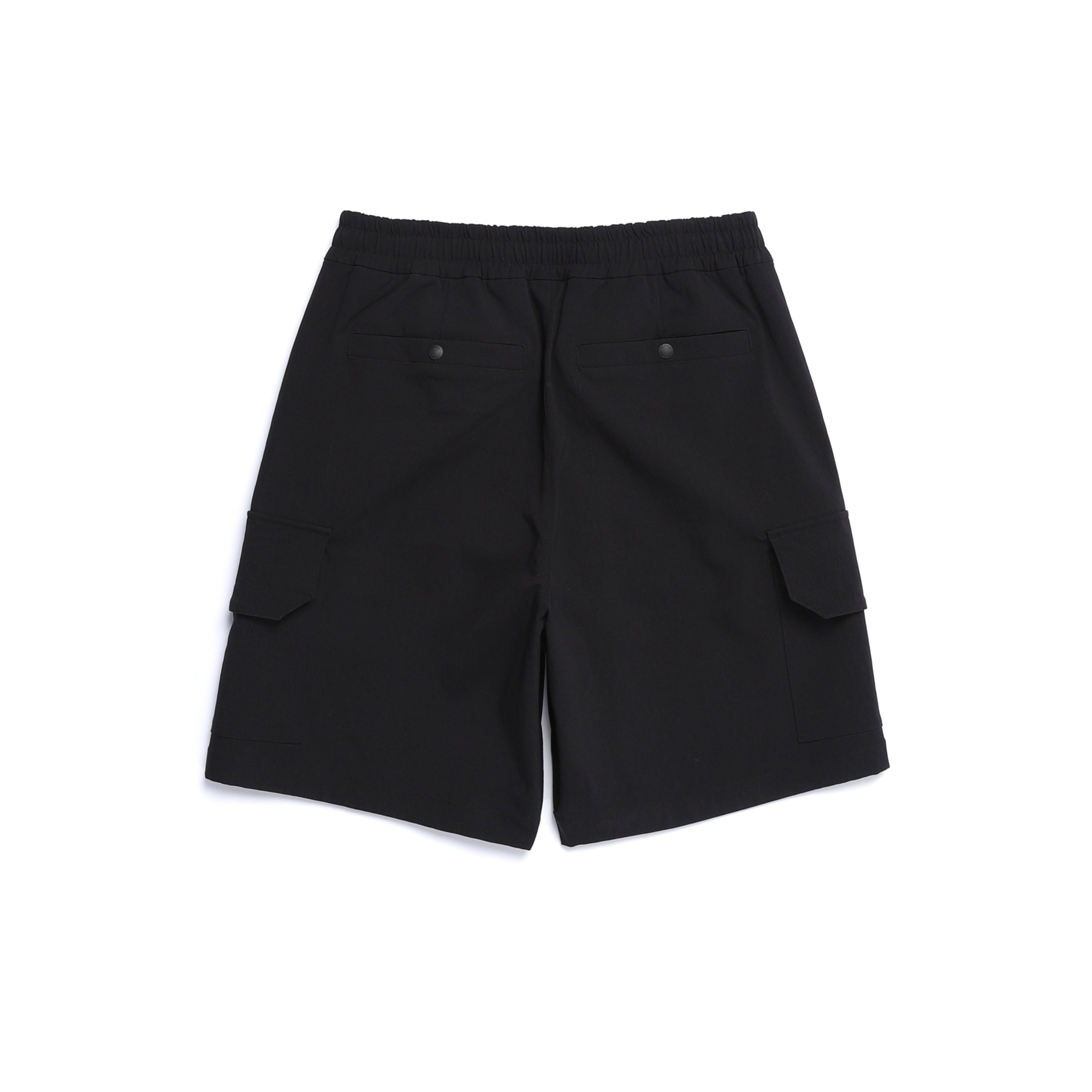 CARGO POCKET WOVEN LONG SHORTS BLACK