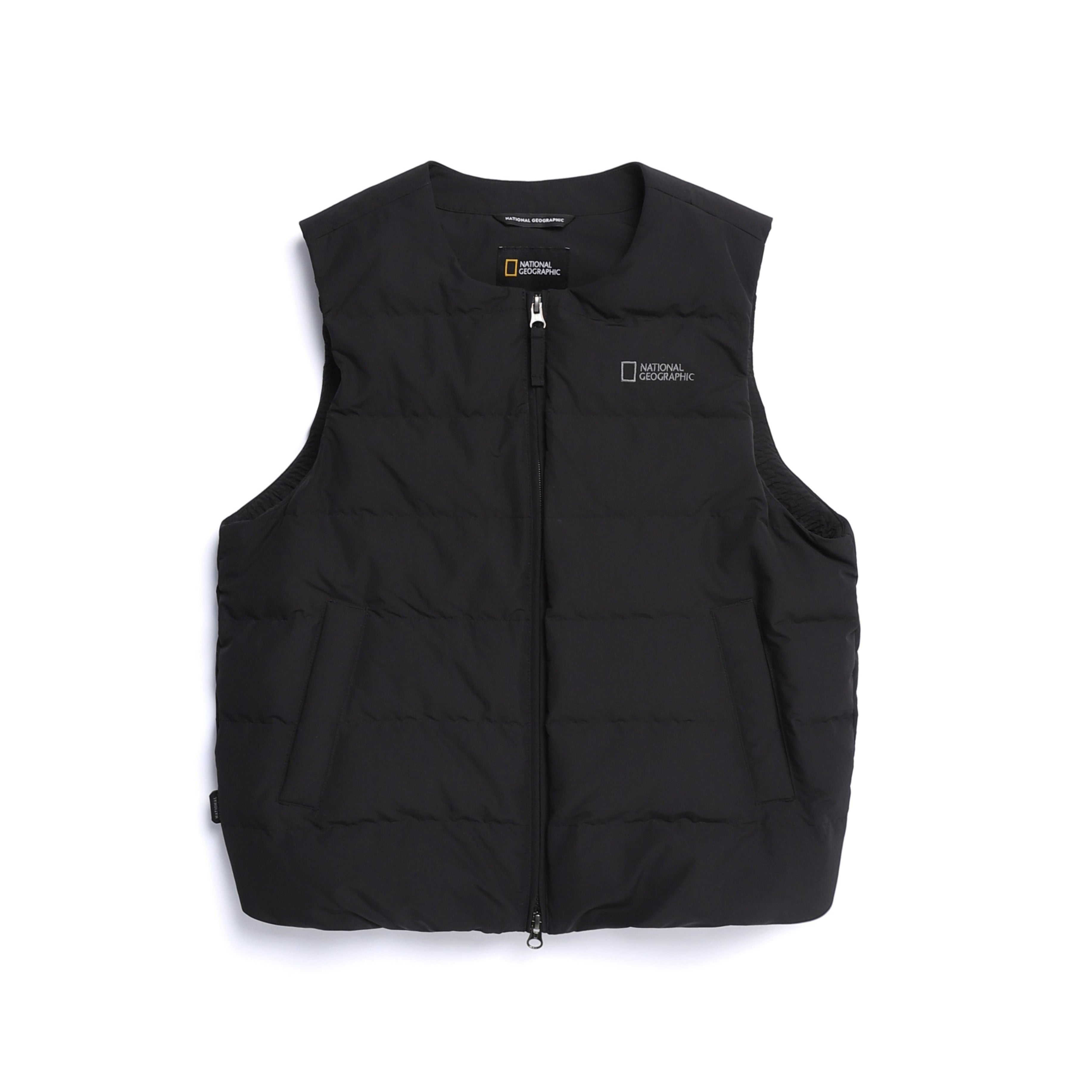 WOMEN HERON U-NECK LIGHT WEIGHT DOWN VEST BLACK
