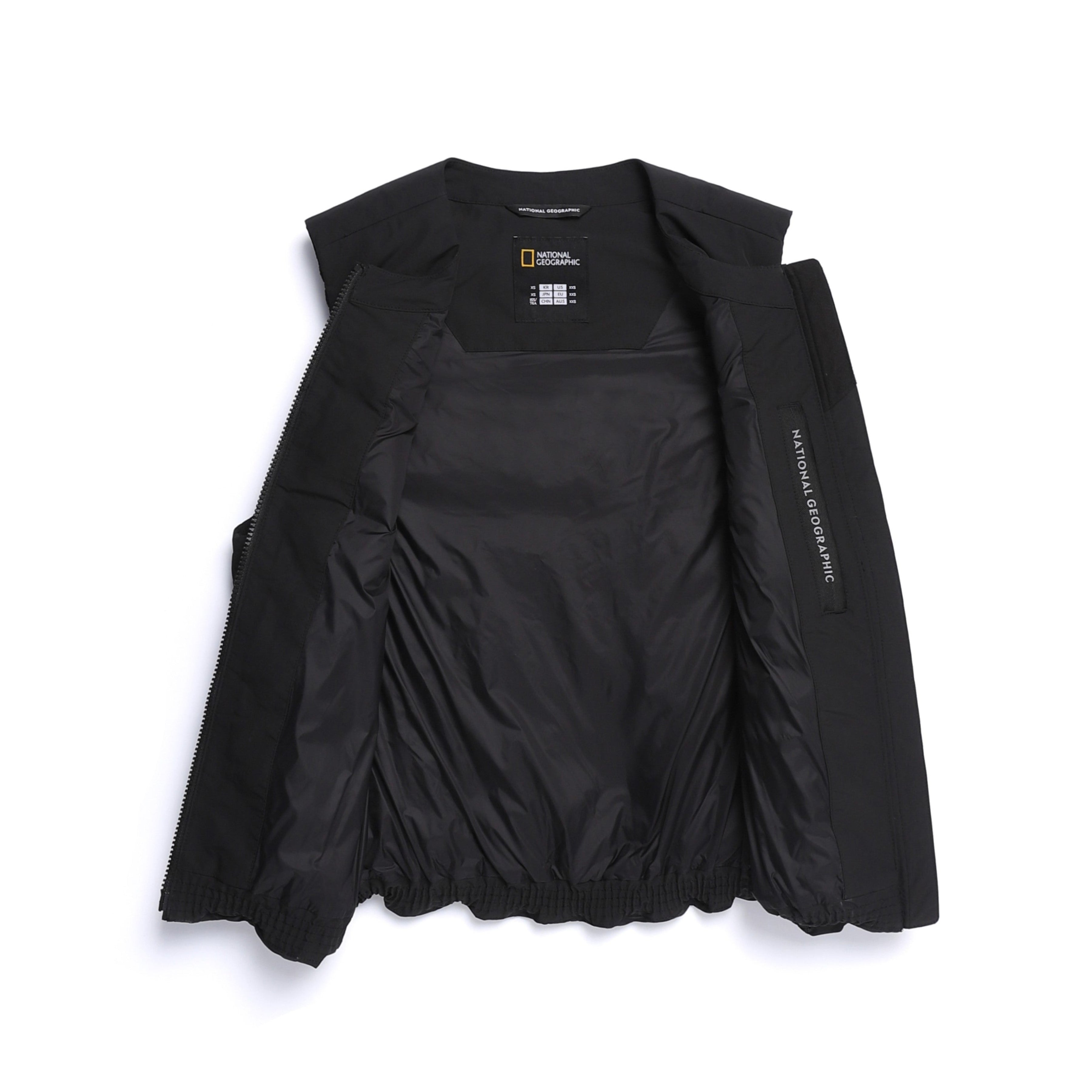 WOMEN HERON U-NECK LIGHT WEIGHT DOWN VEST BLACK