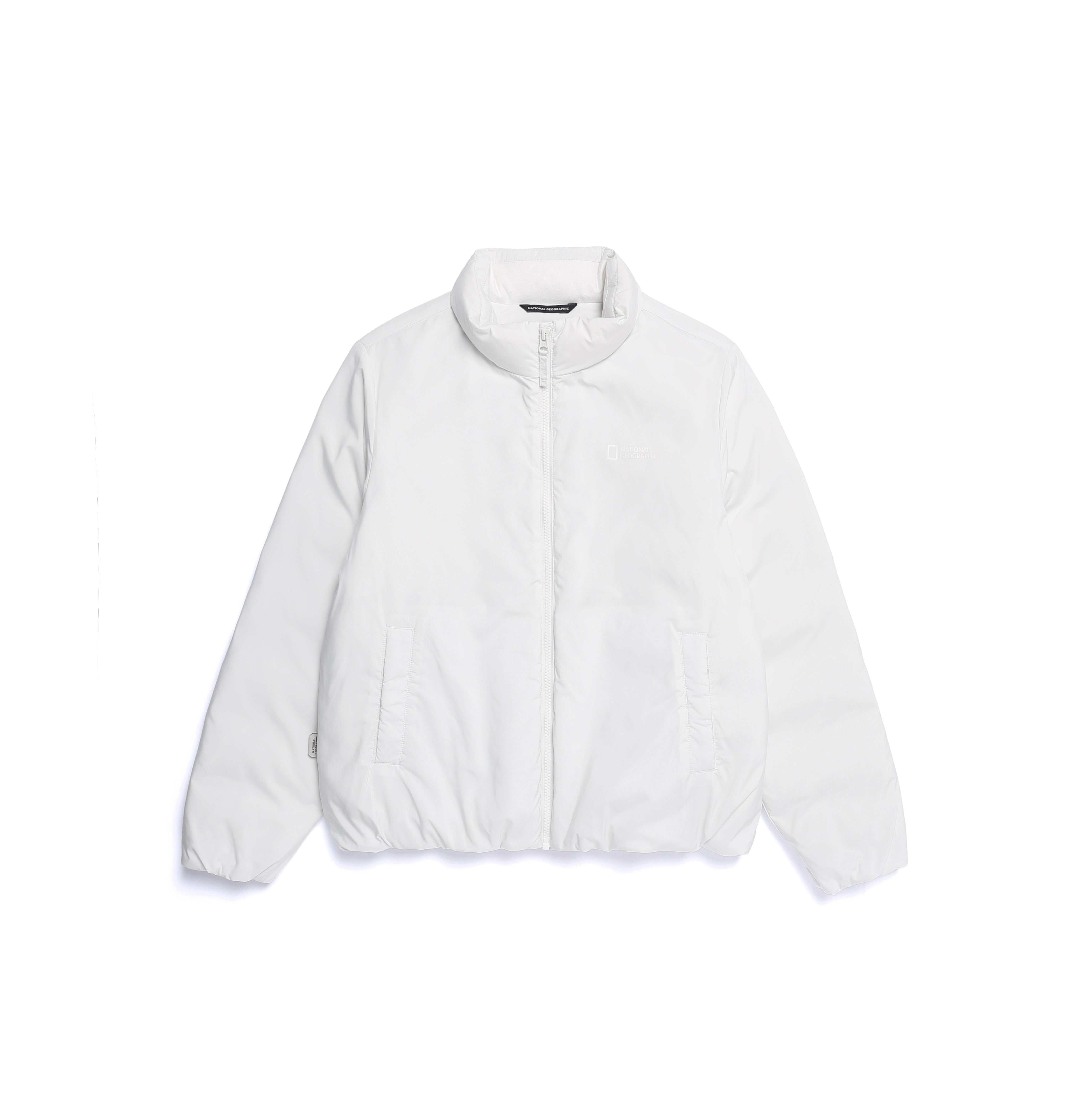 WOMEN PO'O-ULI STAND NECK NON-QUILTED DUCK DOWN JUMPER O/WHITE