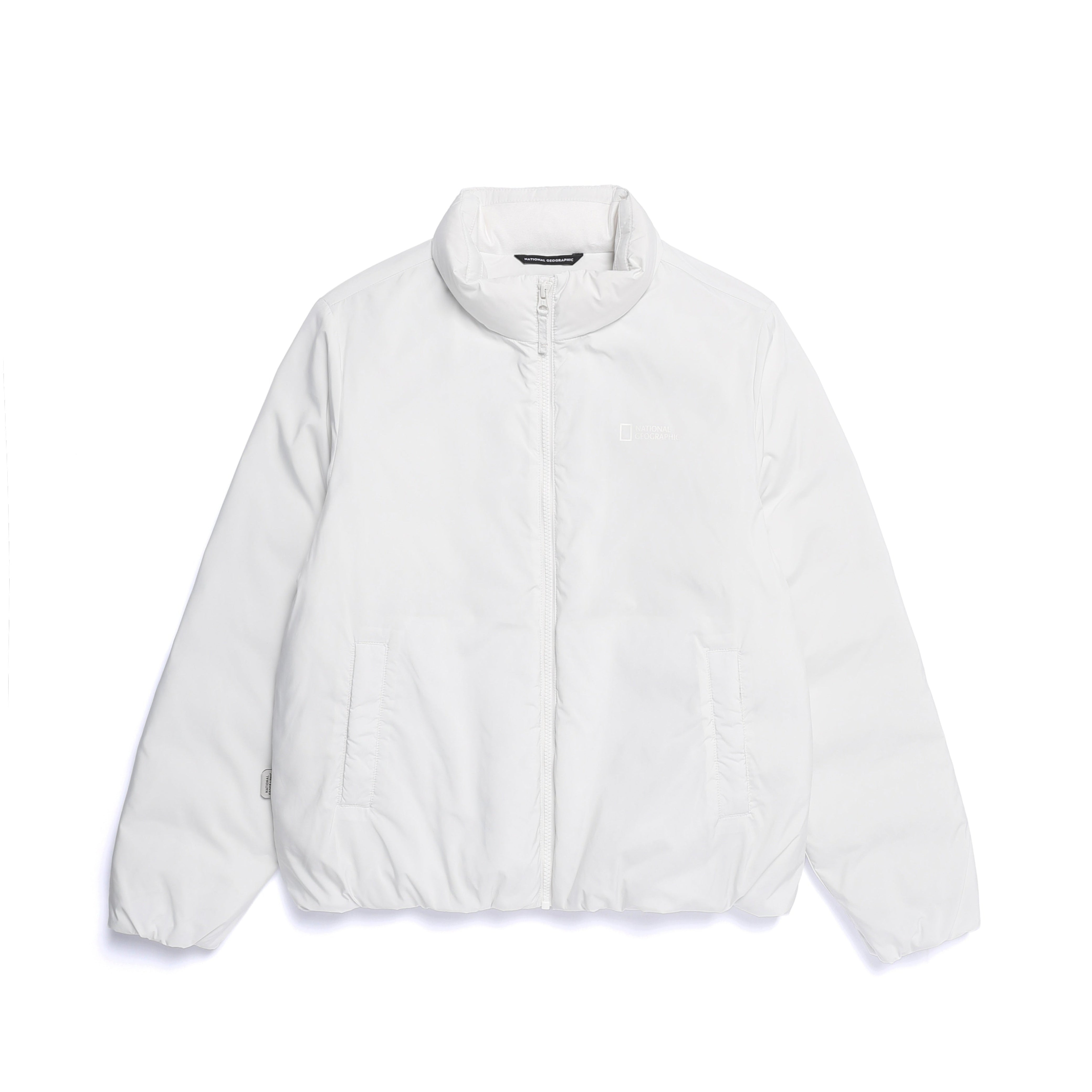 WOMEN PO'O-ULI STAND NECK NON-QUILTED DUCK DOWN JUMPER O/WHITE
