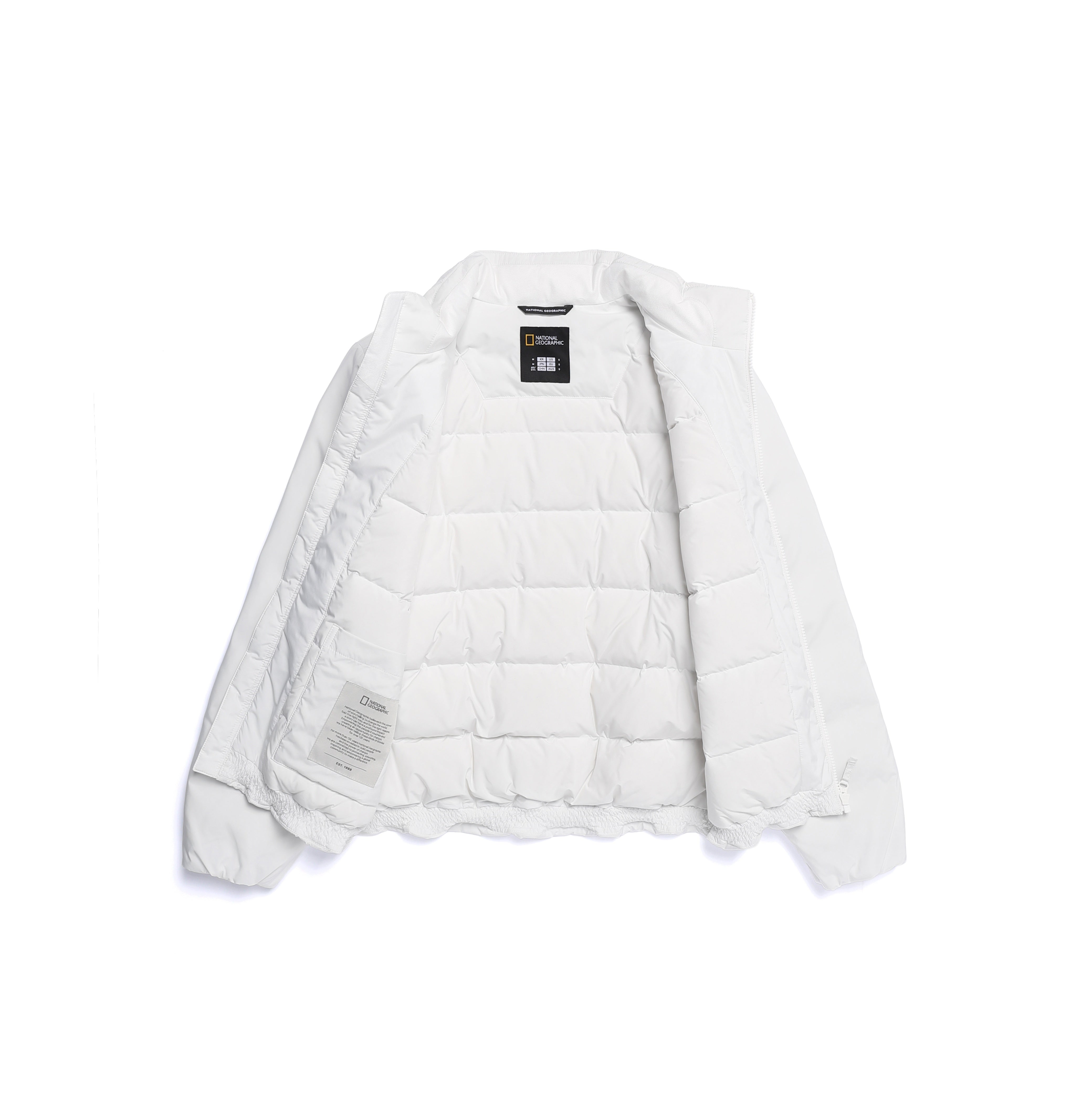 WOMEN PO'O-ULI STAND NECK NON-QUILTED DUCK DOWN JUMPER O/WHITE