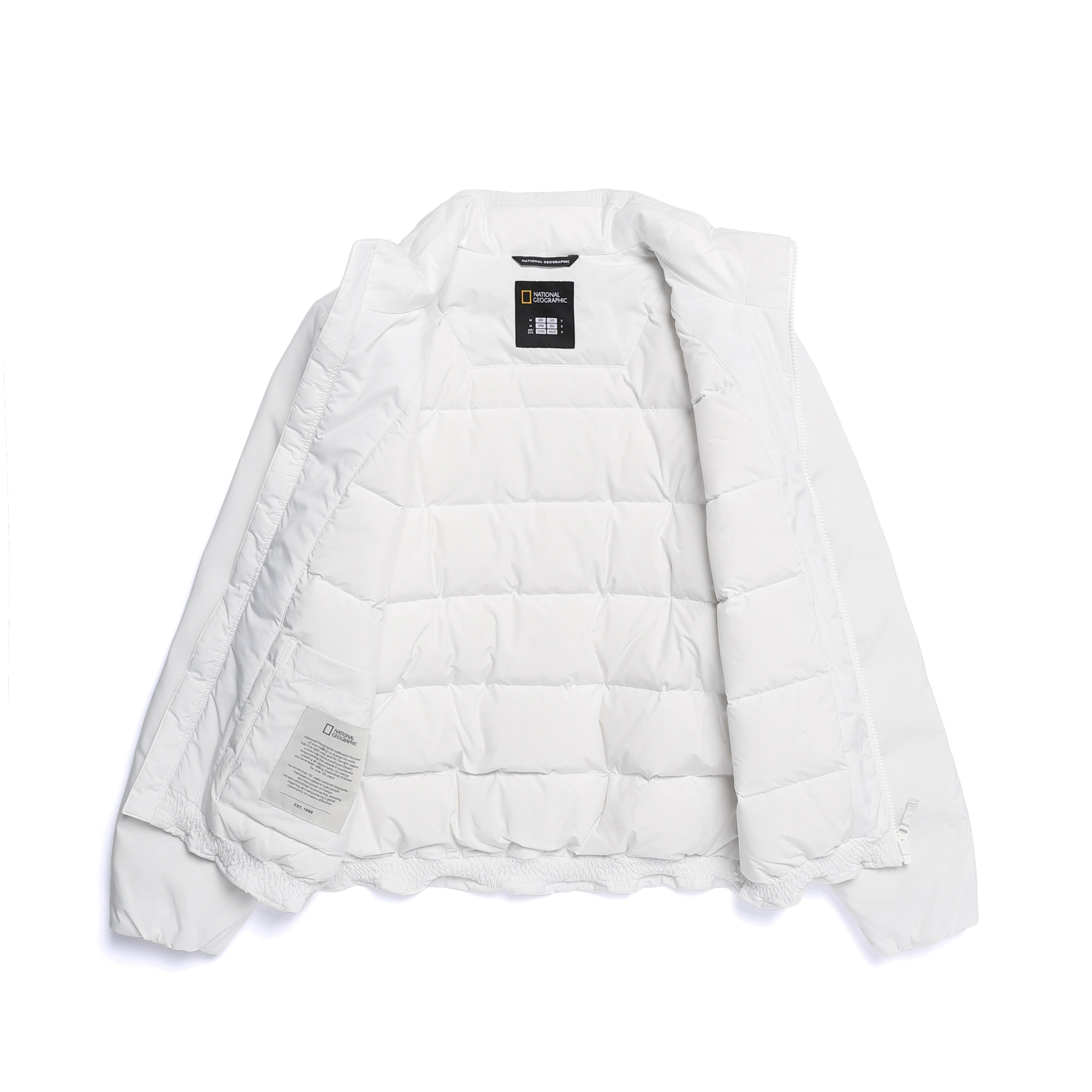WOMEN PO'O-ULI STAND NECK NON-QUILTED DUCK DOWN JUMPER O/WHITE