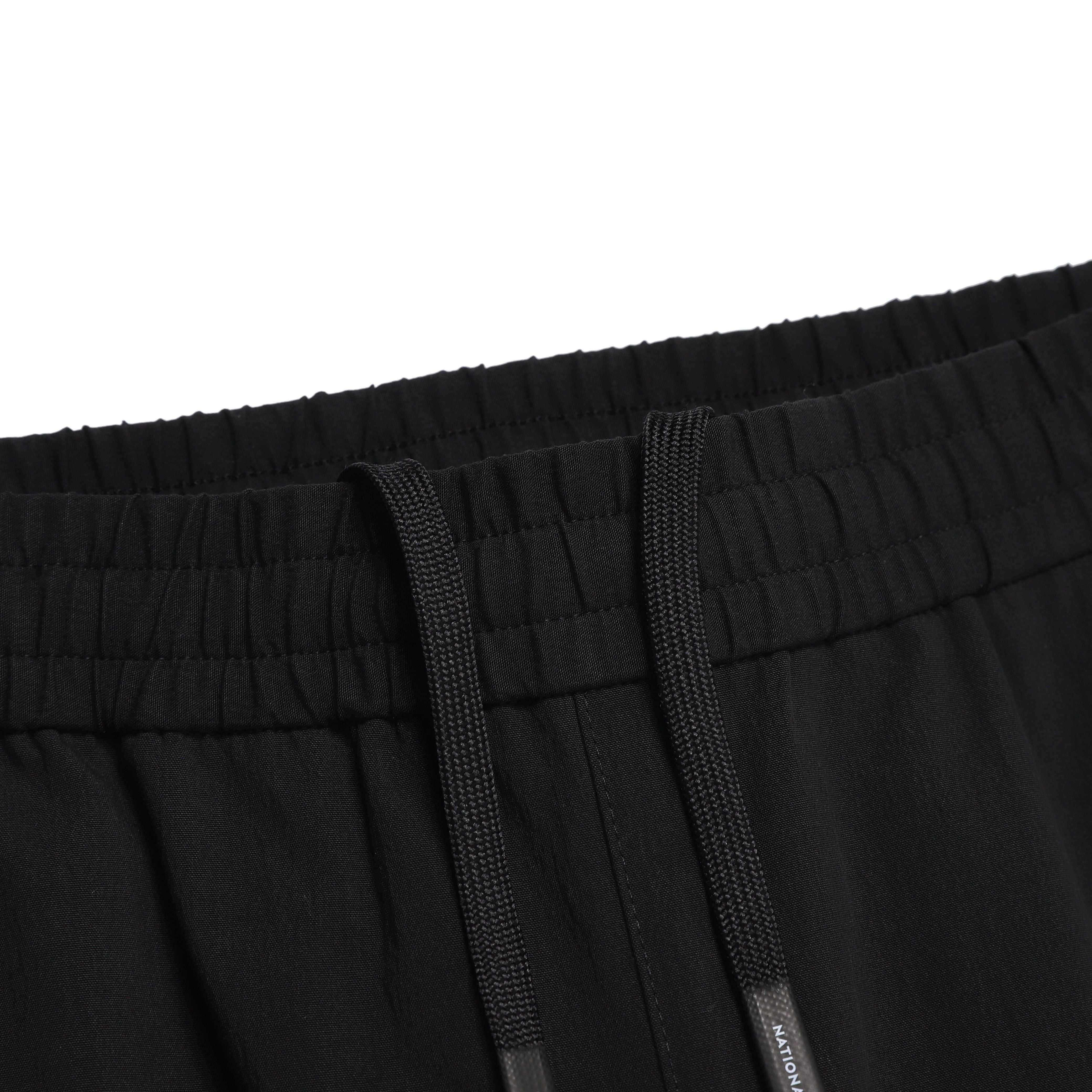 WOMEN WOVEN SEMI-LOOSE PANTS BLACK