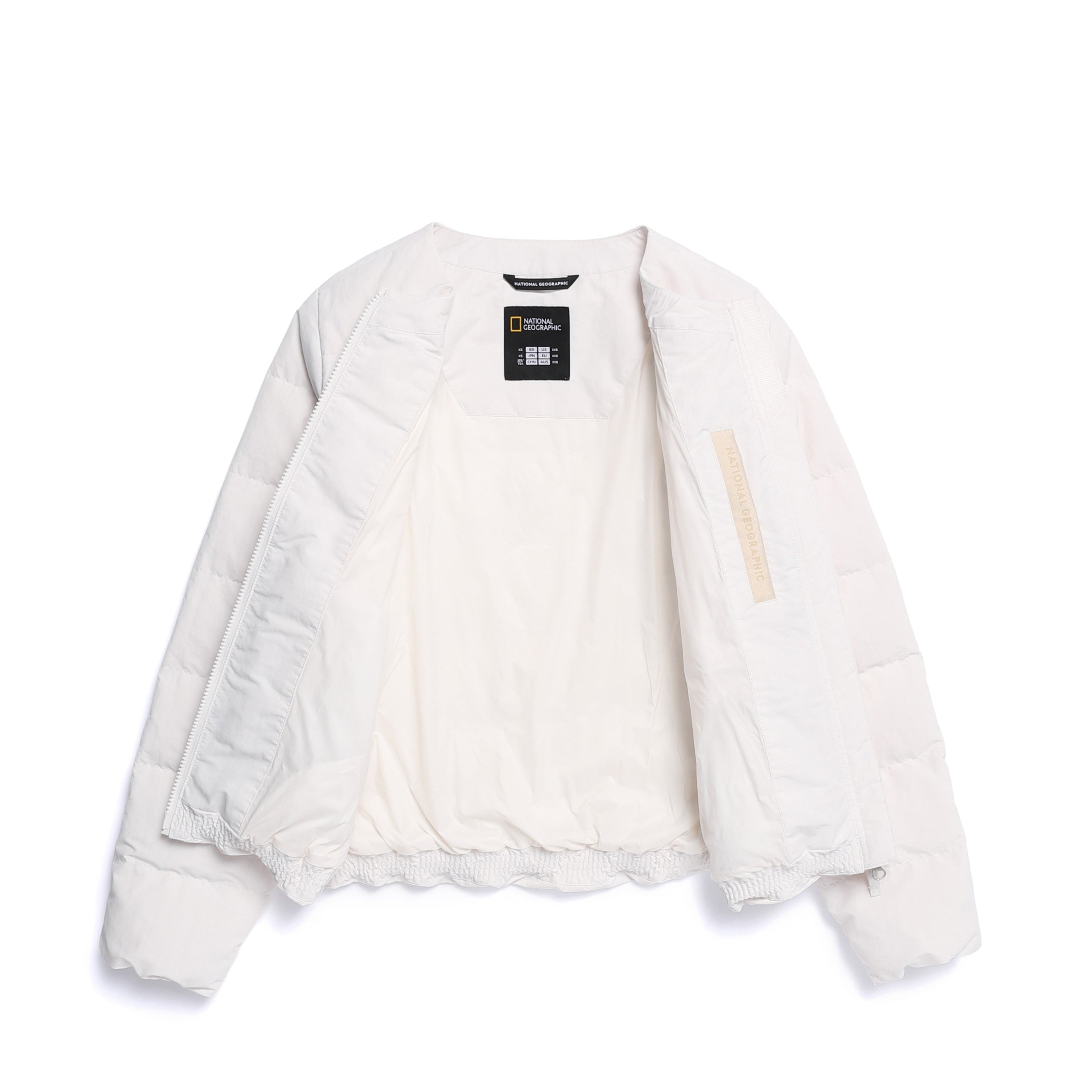 WOMEN HERON U-NECK LIGHT WEIGHT DOWN JUMPER CRYSTAL BEIGE