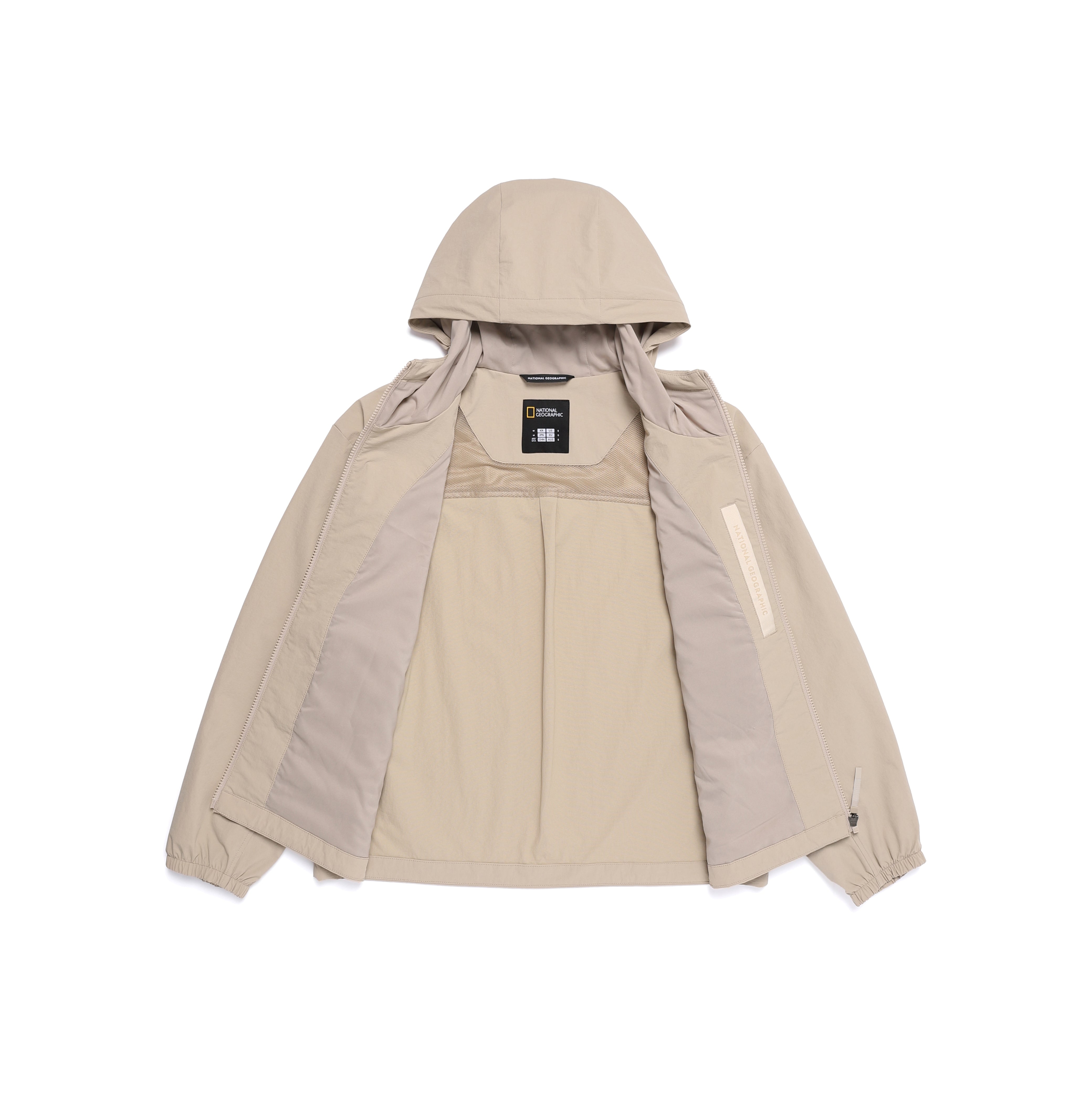 WOMEN ARCHELON WOVEN STRETCH TRAINING HOODED ZIP-UP MOURNING BEIGE