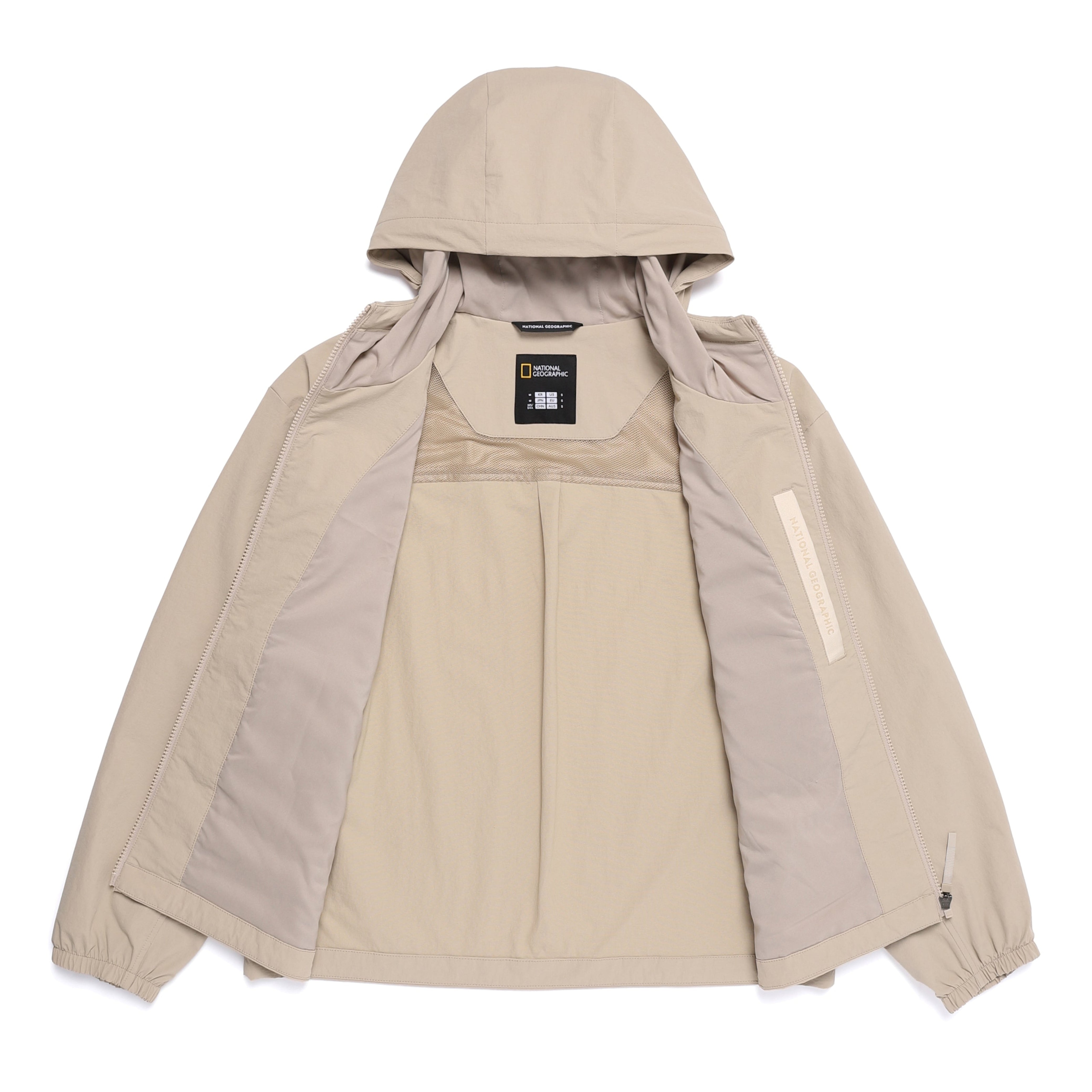 WOMEN ARCHELON WOVEN STRETCH TRAINING HOODED ZIP-UP MOURNING BEIGE