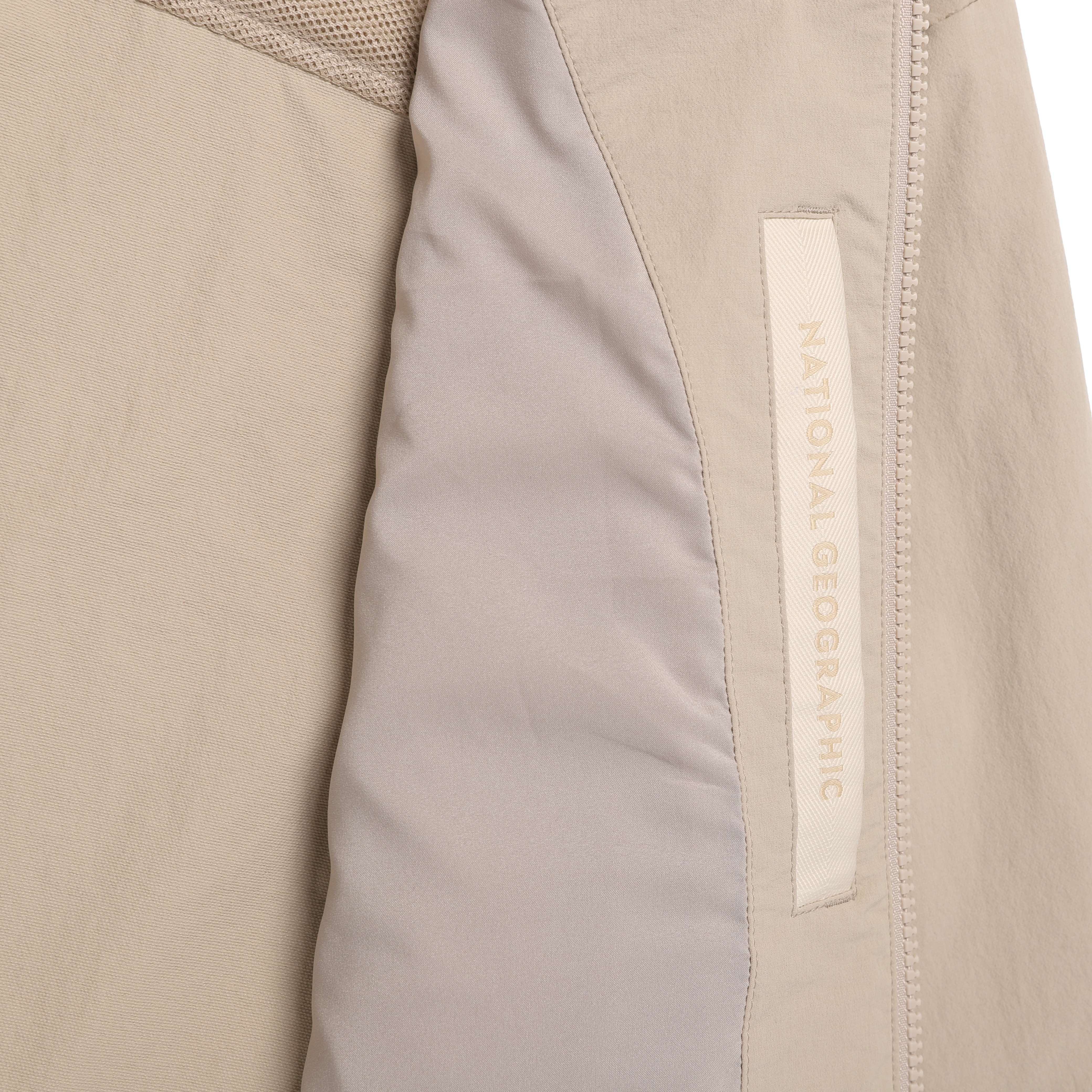 WOMEN ARCHELON WOVEN STRETCH TRAINING HOODED ZIP-UP MOURNING BEIGE