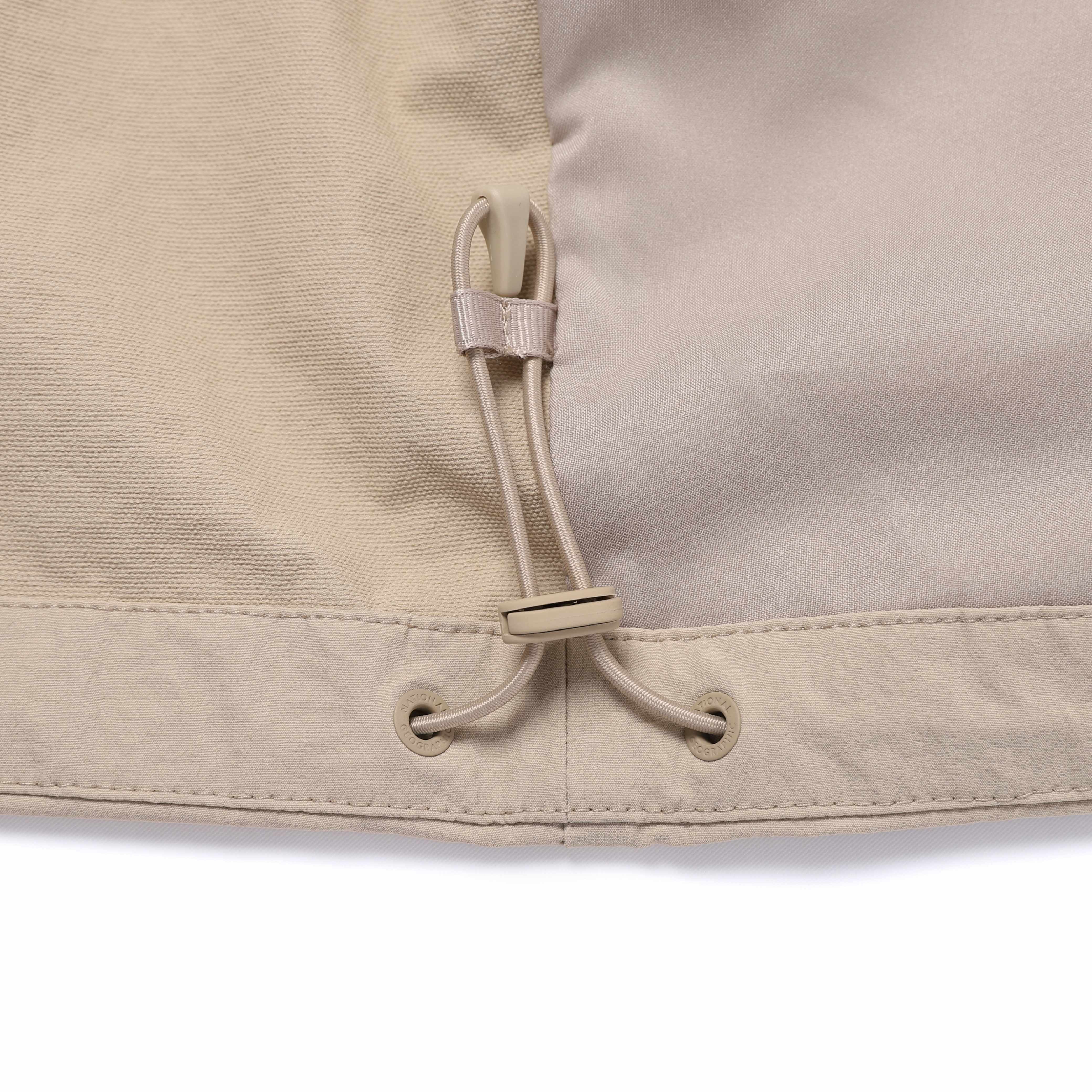 WOMEN ARCHELON WOVEN STRETCH TRAINING HOODED ZIP-UP MOURNING BEIGE