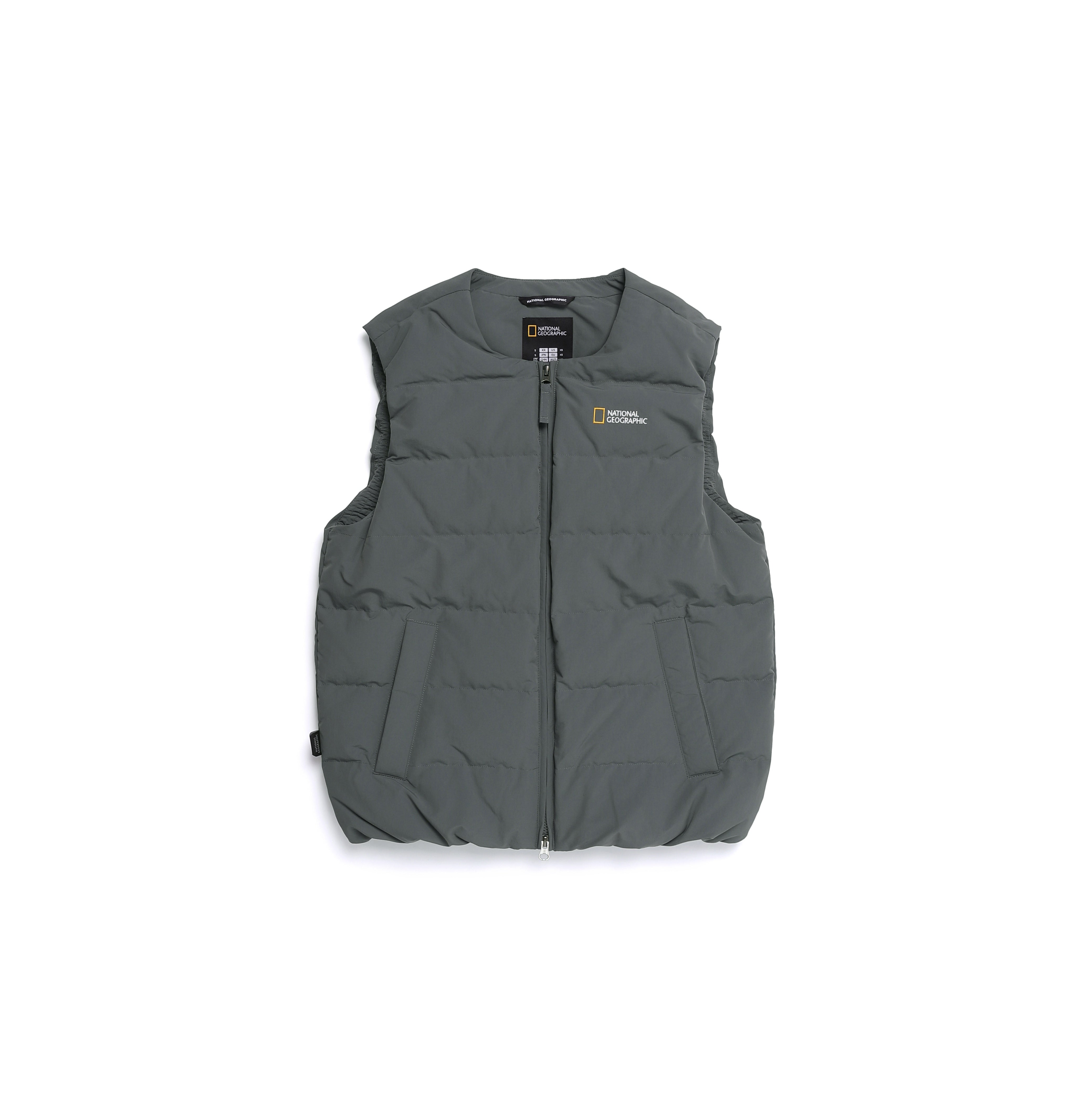 HERON U NECK LIGHTWEIGHT GOOSE DOWN VEST STONE GREY