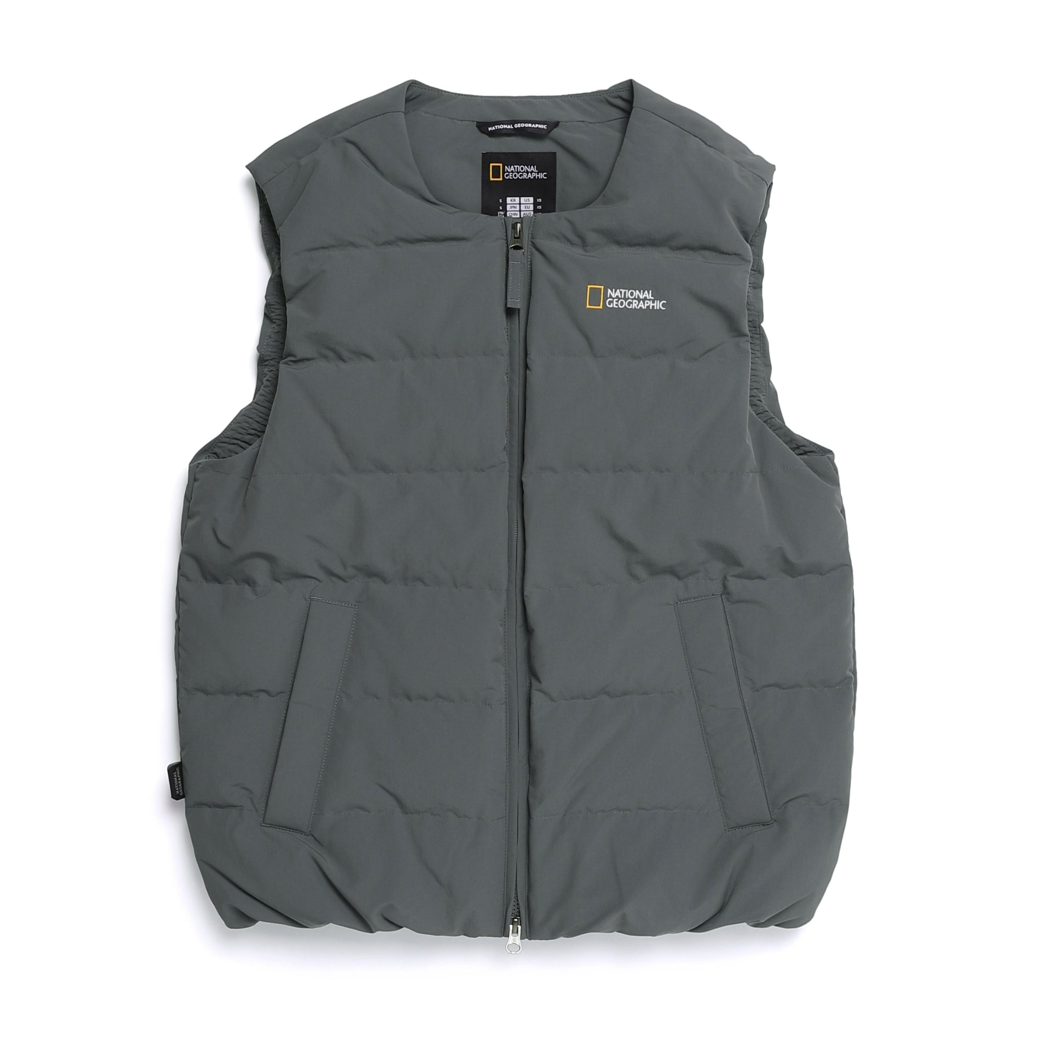 HERON U NECK LIGHTWEIGHT GOOSE DOWN VEST STONE GREY