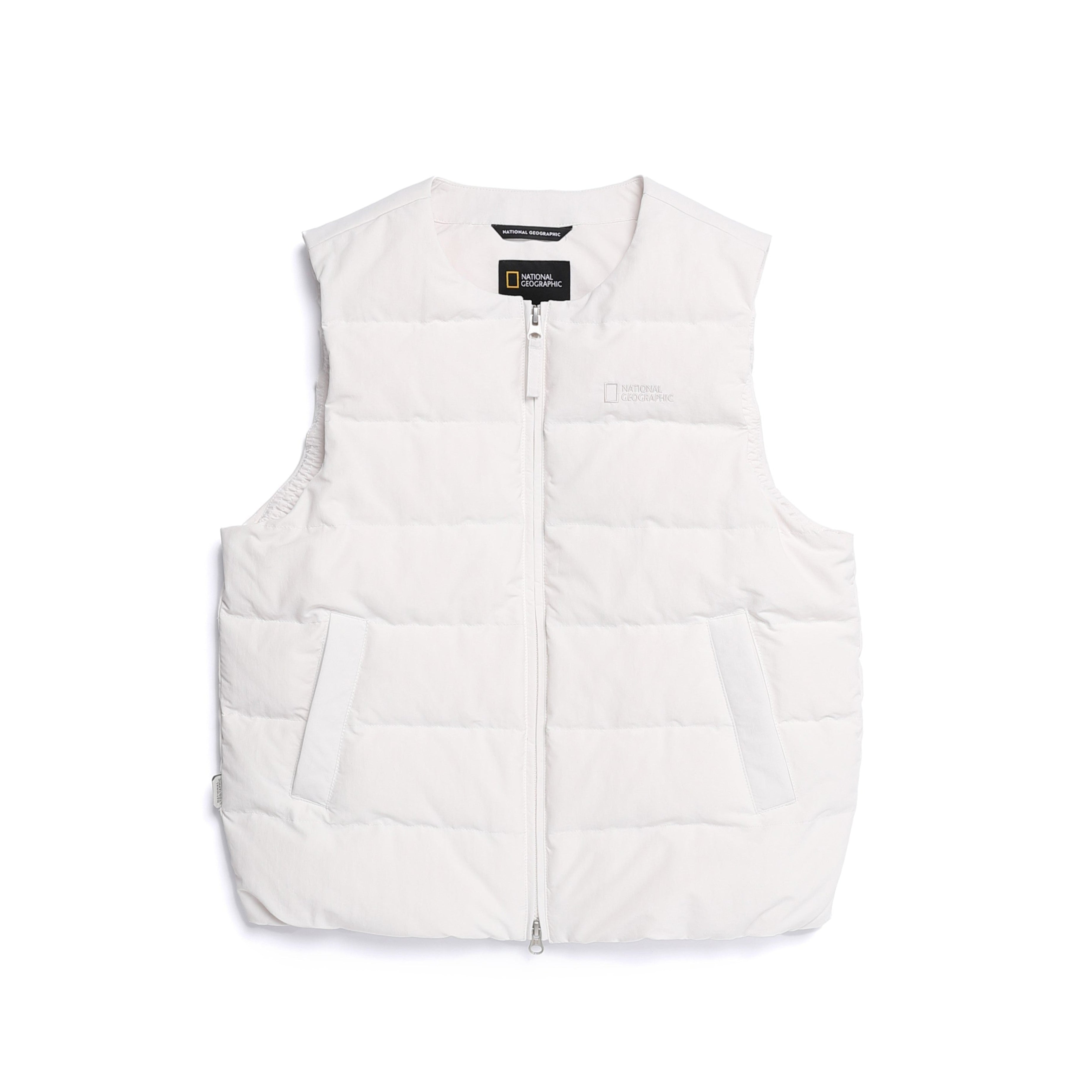 WOMEN HERON U-NECK LIGHT WEIGHT DOWN VEST CRYSTAL BEIGE