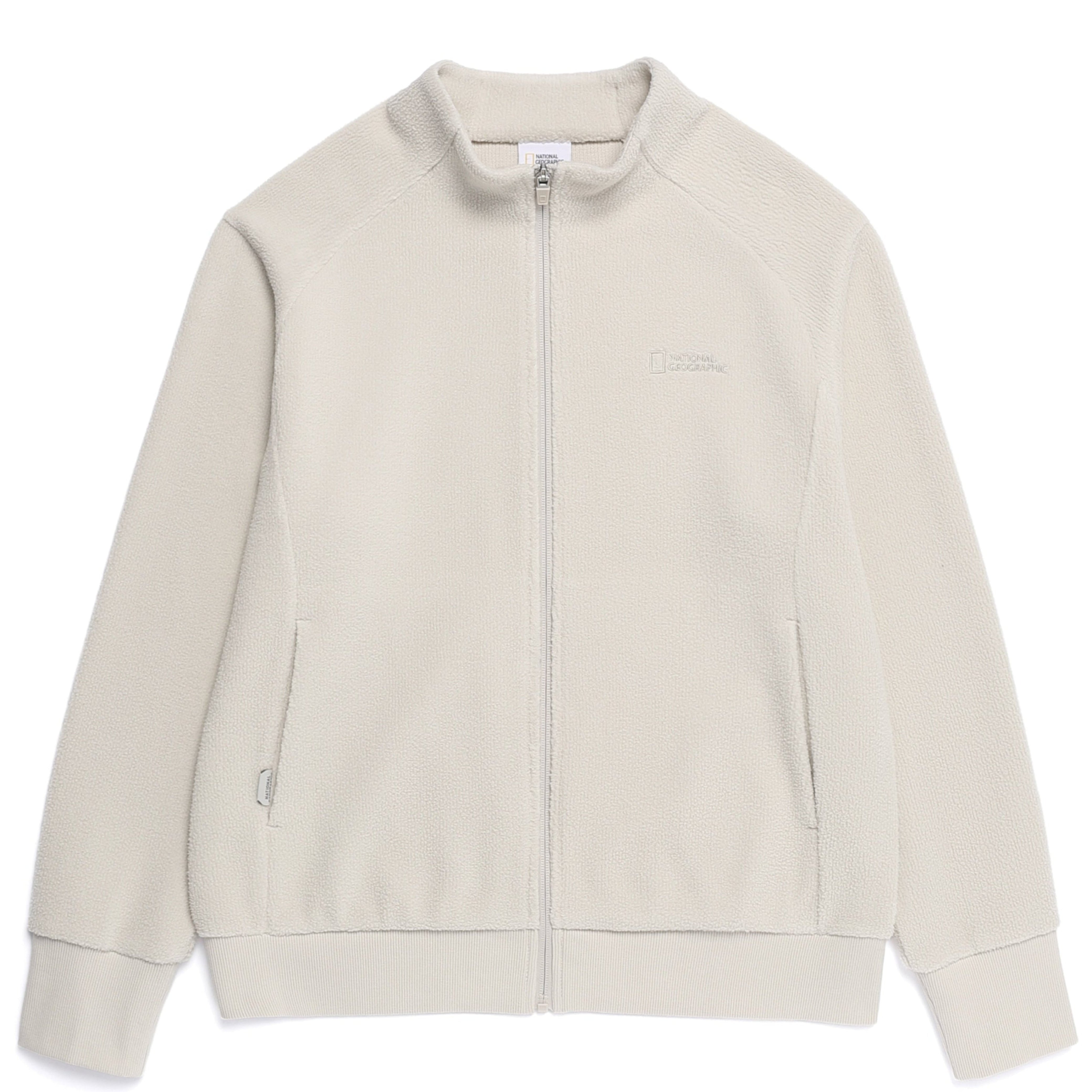FLEECE HIGH NECK ZIP UP SILVER BIRCH