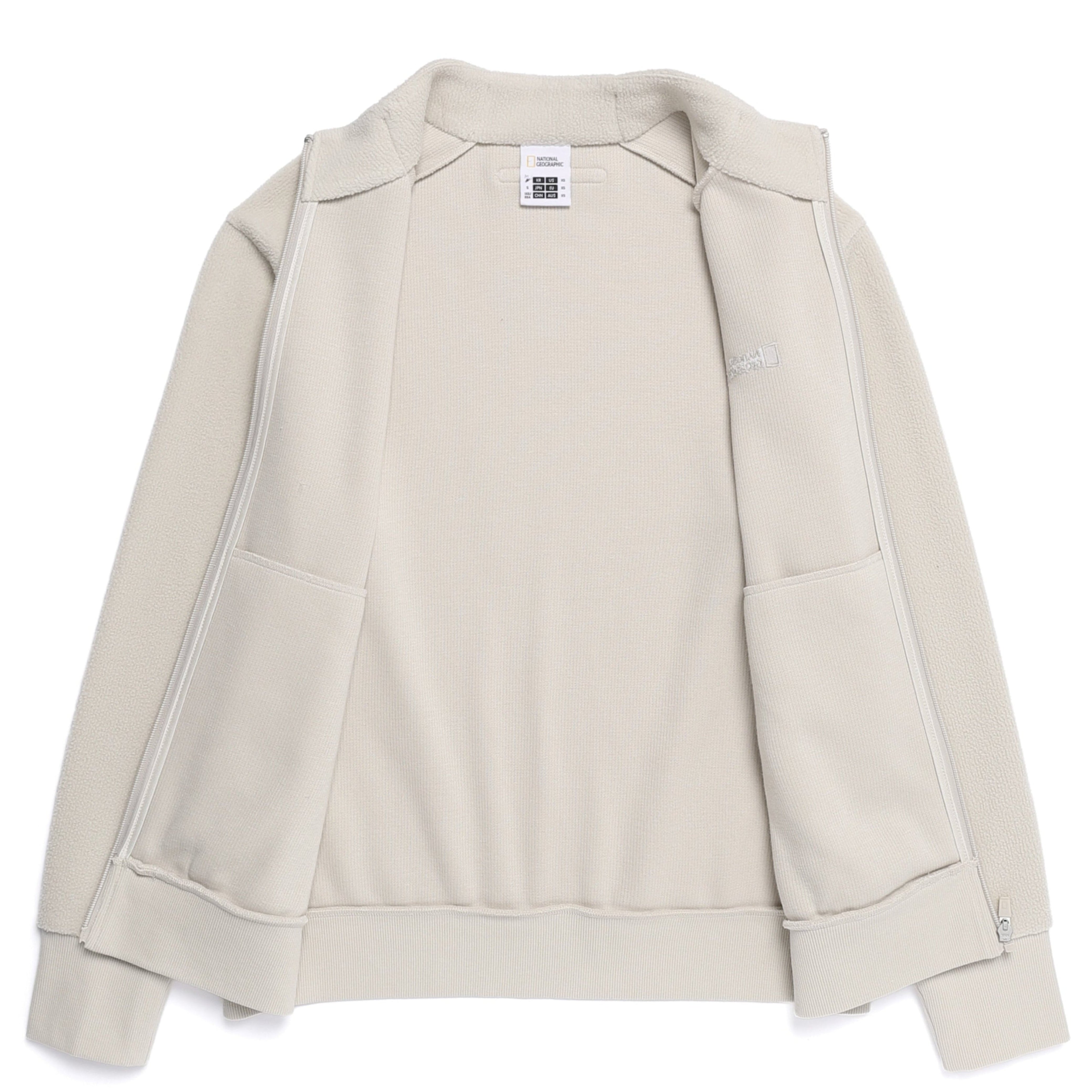 FLEECE HIGH NECK ZIP UP SILVER BIRCH